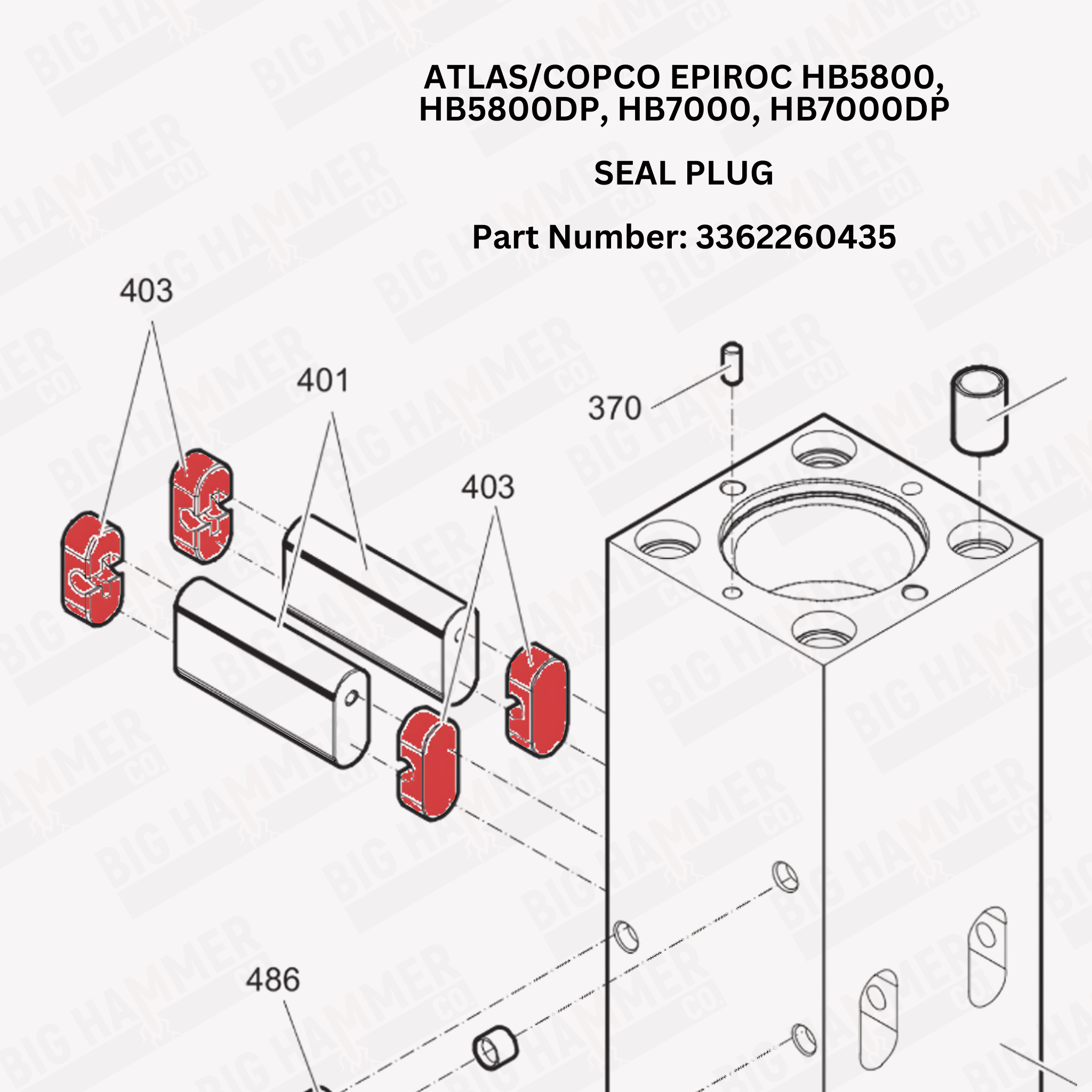 Atlas/Copco Epiroc HB5800, HB5800DP, HB7000, HB7000DP Plug