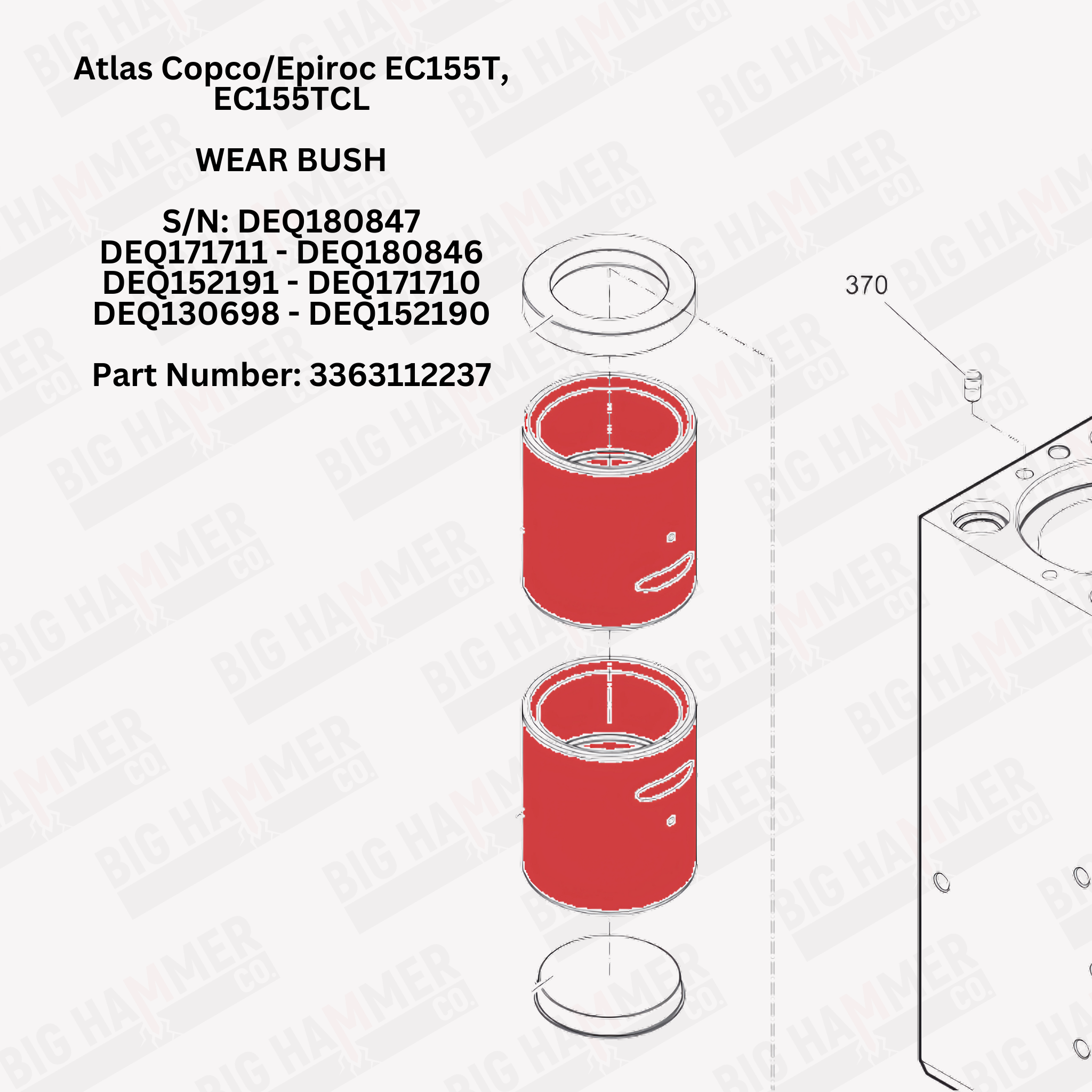 Atlas Copco/Epiroc EC155T, EC155TCL, Chicago Pneumatic RX38 Lower Bushing