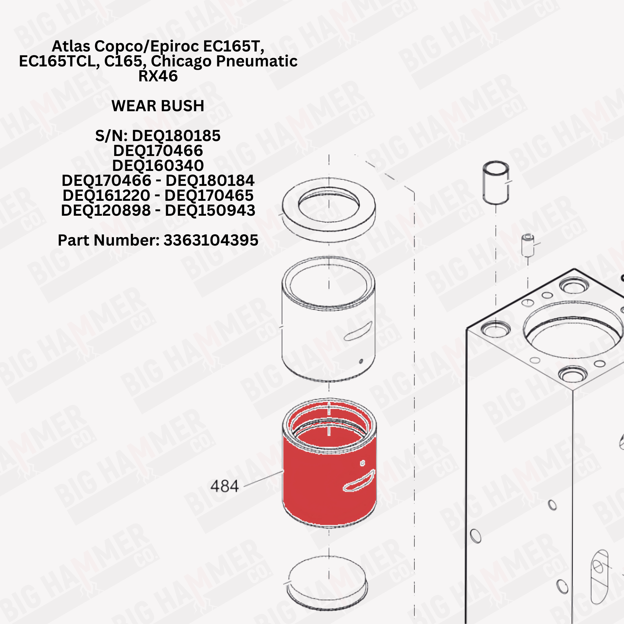Atlas Copco/Epiroc EC165T, EC165TCL, C165, Chicago Pneumatic RX46 Lower Bushing