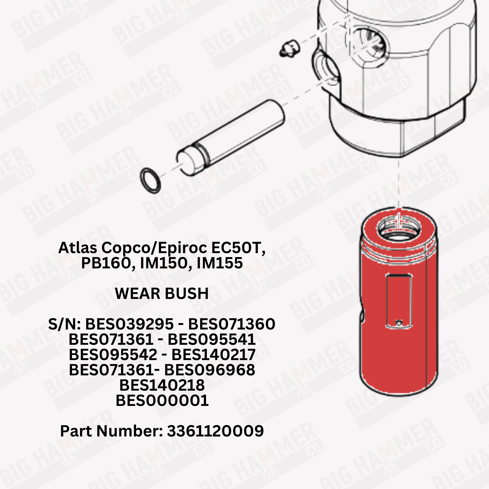 Atlas Copco/Epiroc EC50T, PB160, IM150, IM155 Lower Bushing