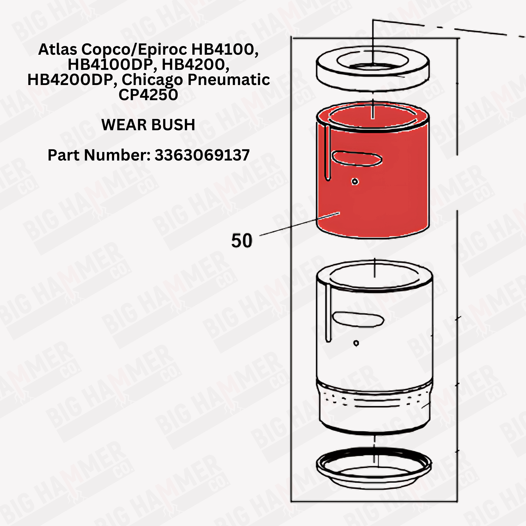 Atlas Copco/Epiroc HB4100, HB4100DP, HB4200, HB4200DP, Chicago Pneumatic CP4250 Upper Bushing