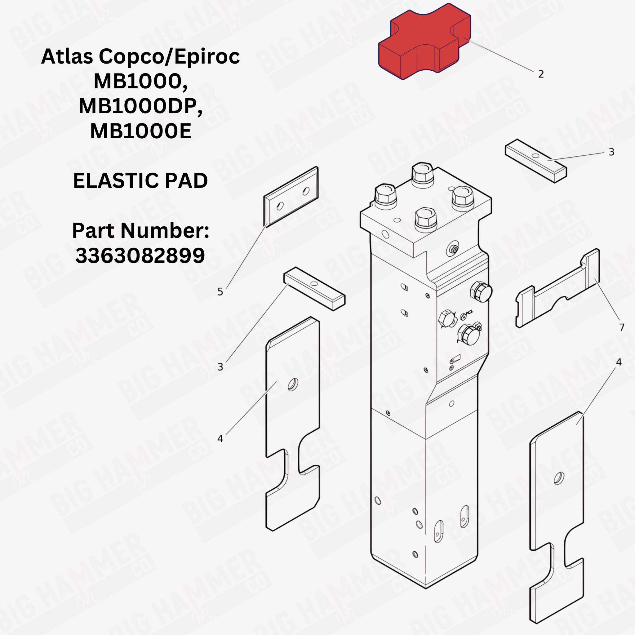 Atlas Copco/Epiroc MB1000, MB1000DP, MB1000E Elastic Pad