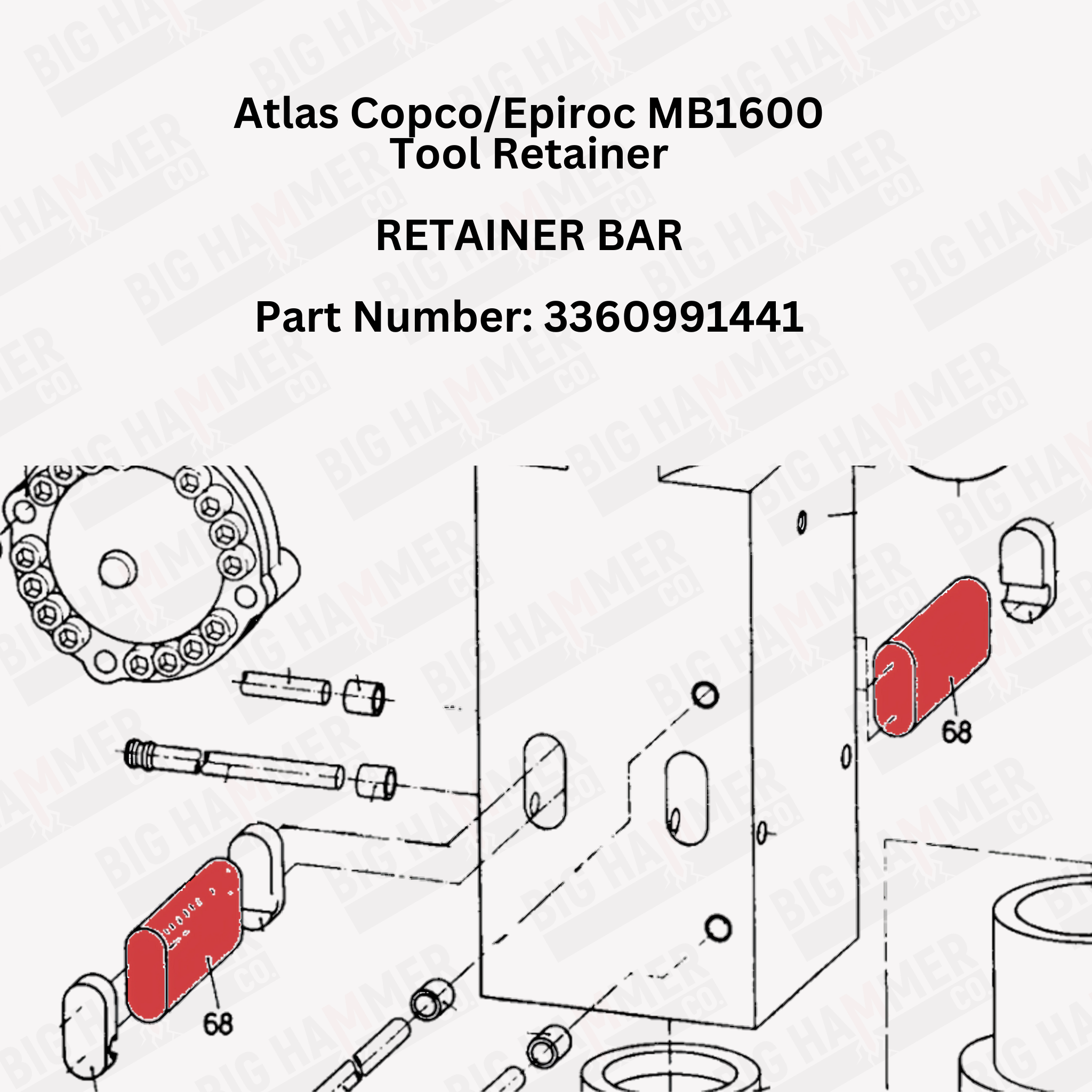 Atlas Copco/Epiroc MB1600, Krupp HM960 Eco (V), Chicago Pneumatic CP1650 Retaining Bar