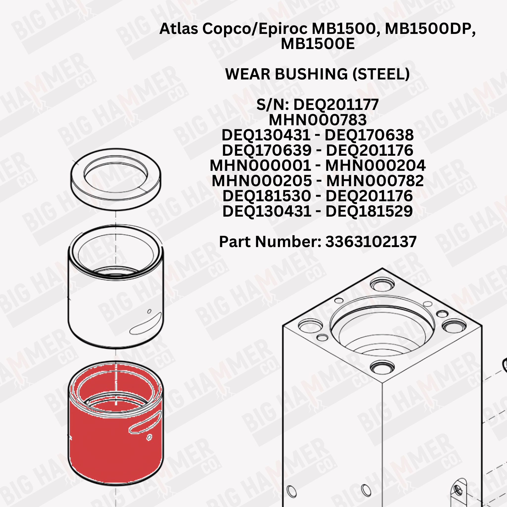 Atlas Copco/Epiroc MB1500, MB1500DP, MB1500E Lower Bushing