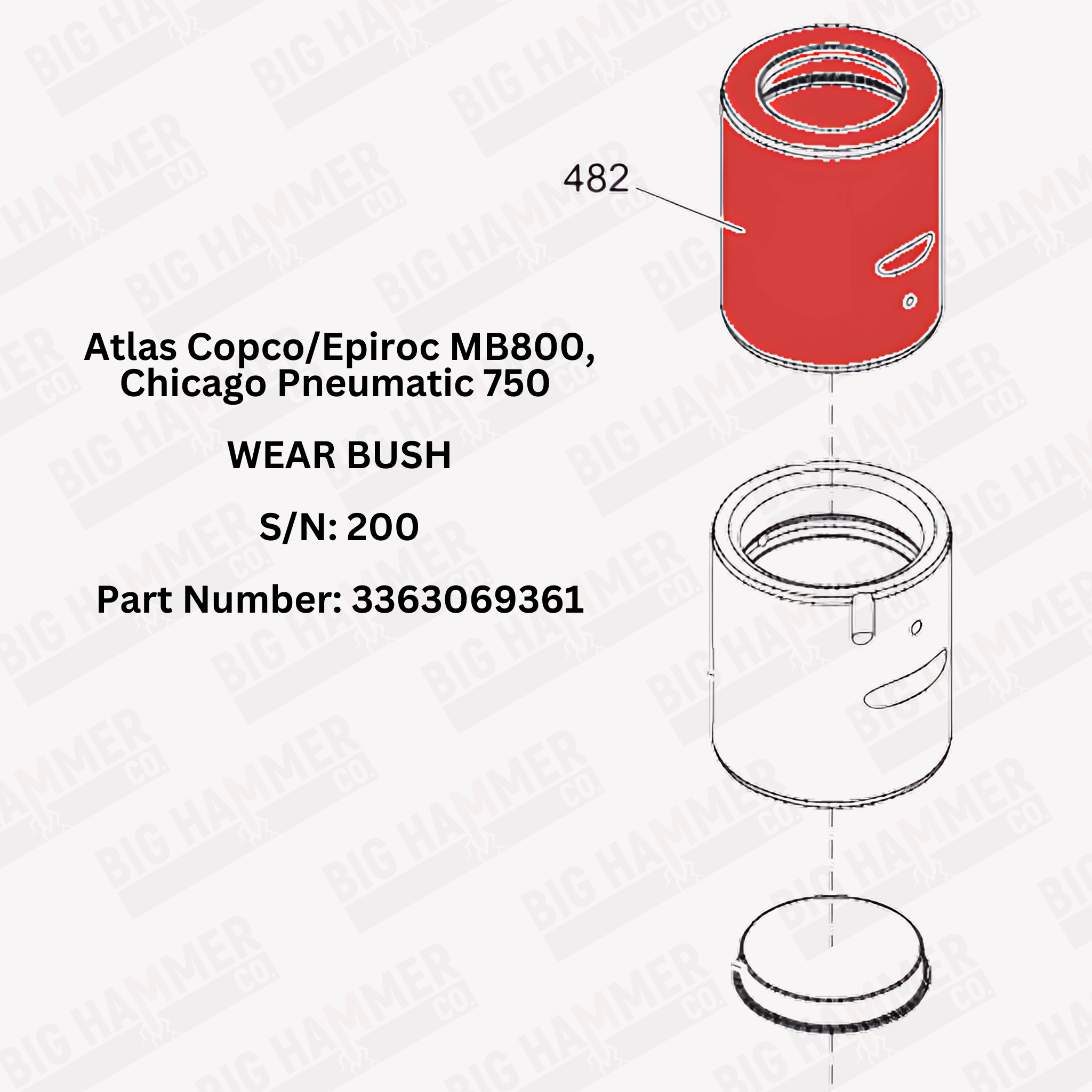 Atlas Copco/Epiroc MB800, Chicago Pneumatic 750 Upper Bushing