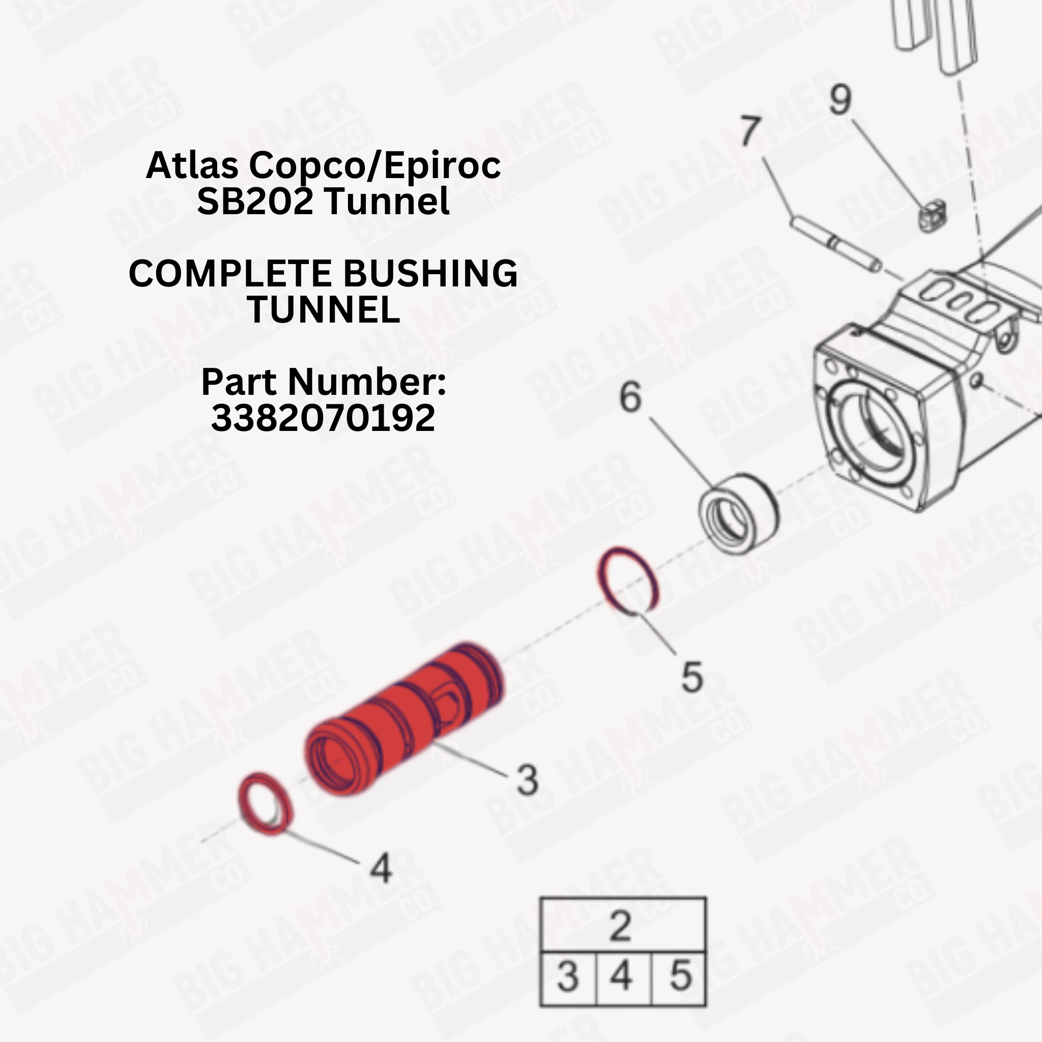 Atlas Copco/Epiroc SB202 Tunnel Complete Bushing Tunnel