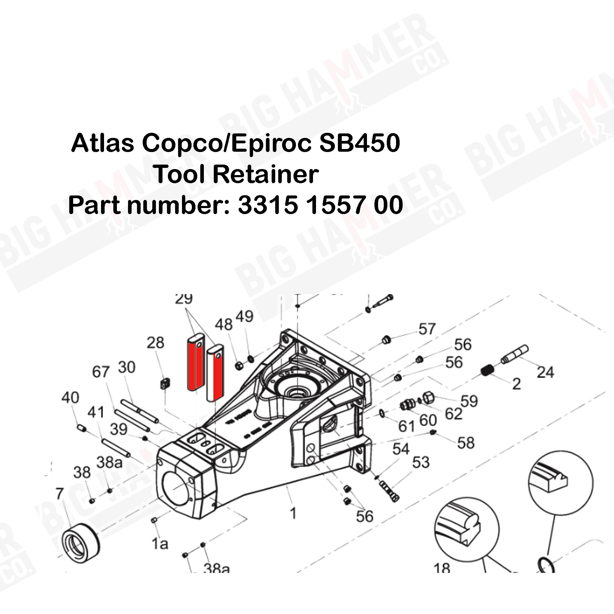 Atlas Copco/Epiroc SB450 Tool Retainer
