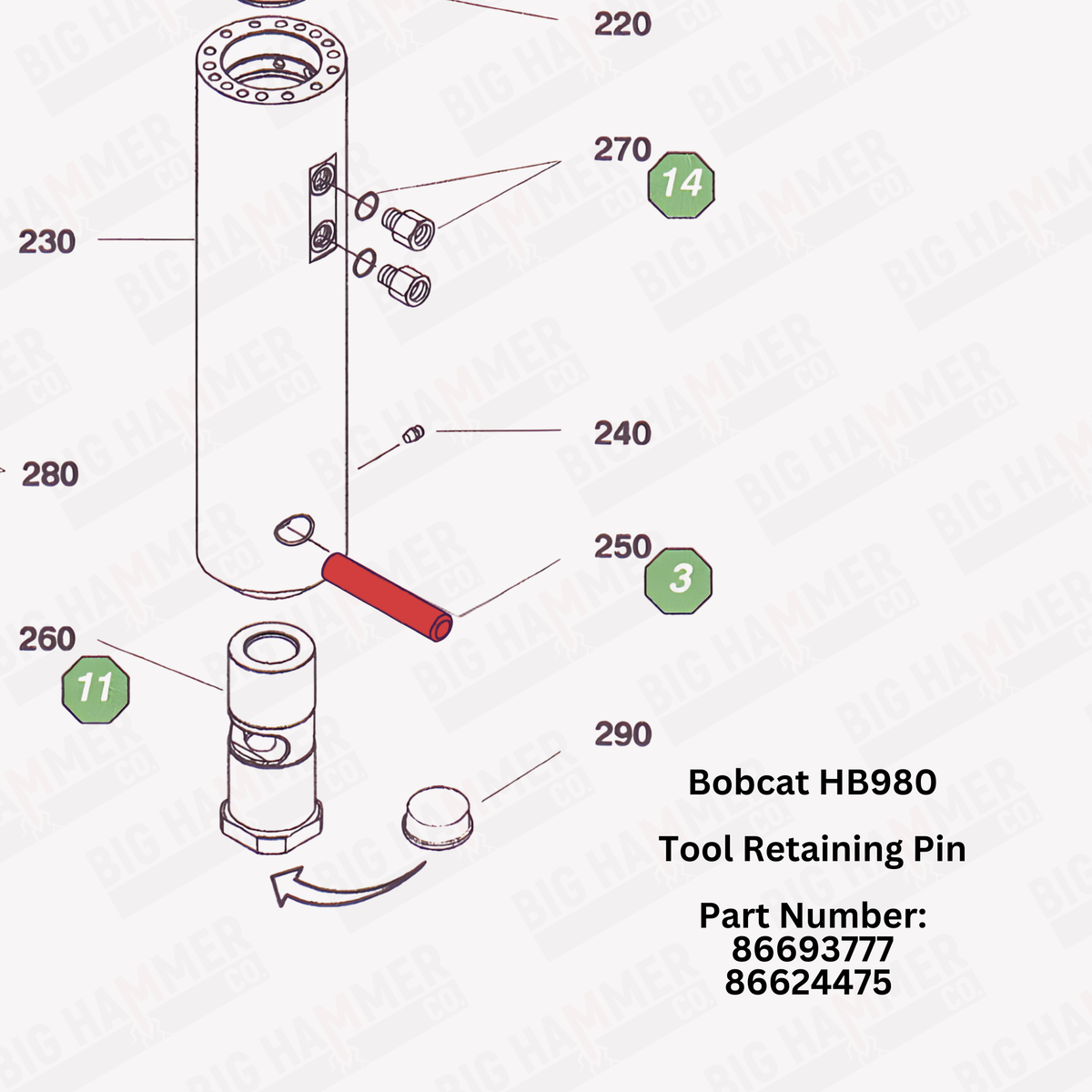 Bobcat HB980 Tool Retaining Pin