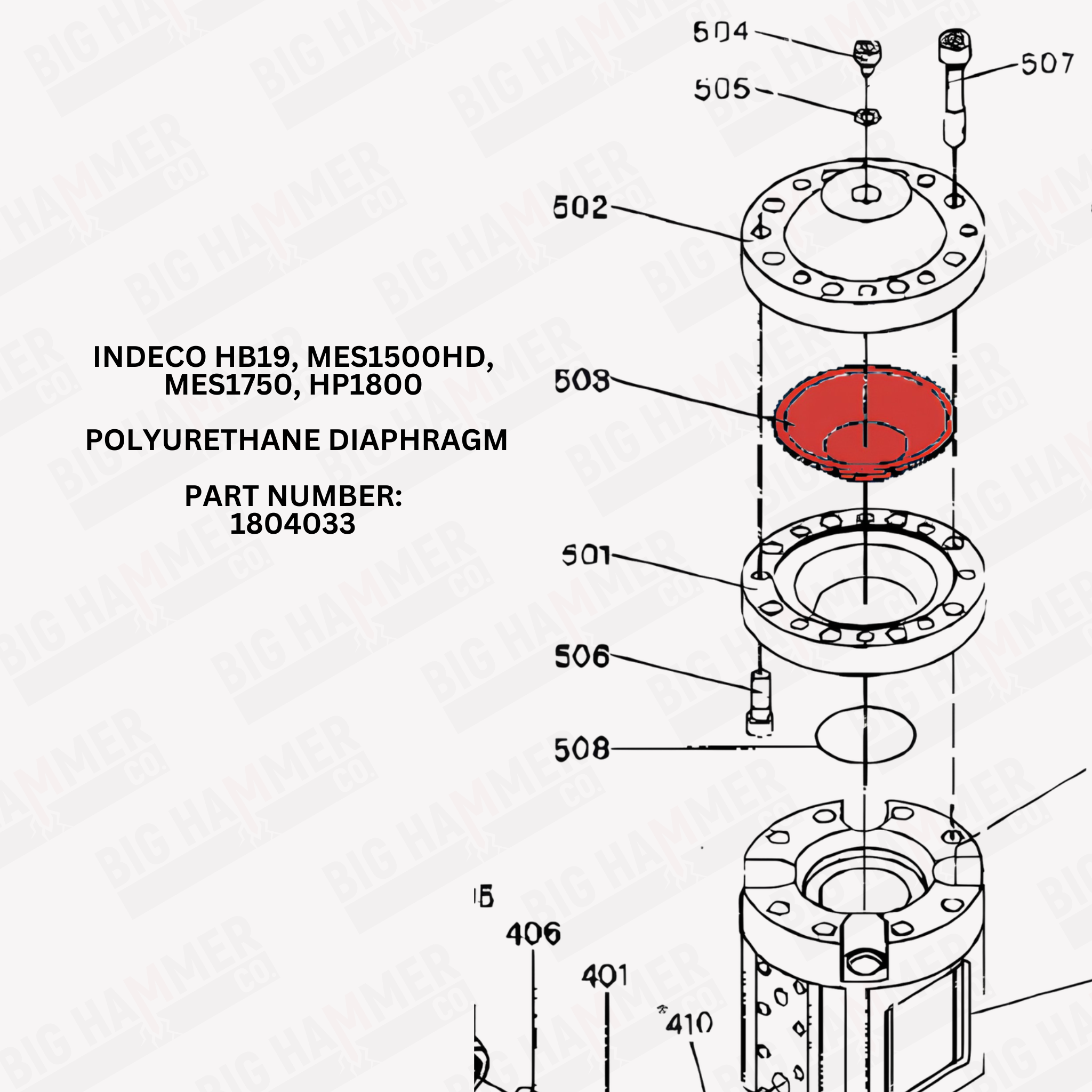 Indeco HB19, MES1500HD, MES1750, HP1800 Polyurethane Diaphragm