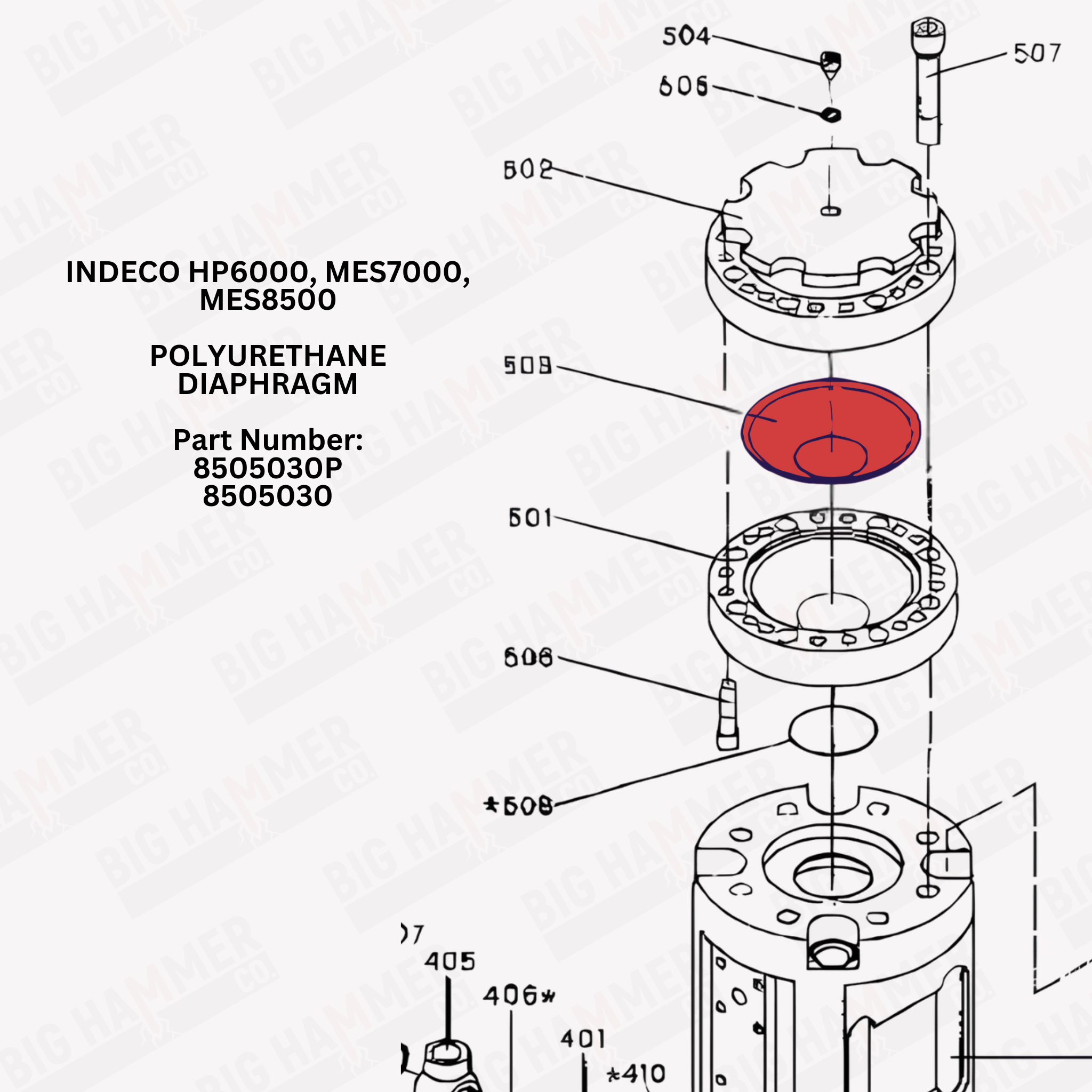 Indeco HP6000, MES7000, MES8500 Polyurethane Diaphragm