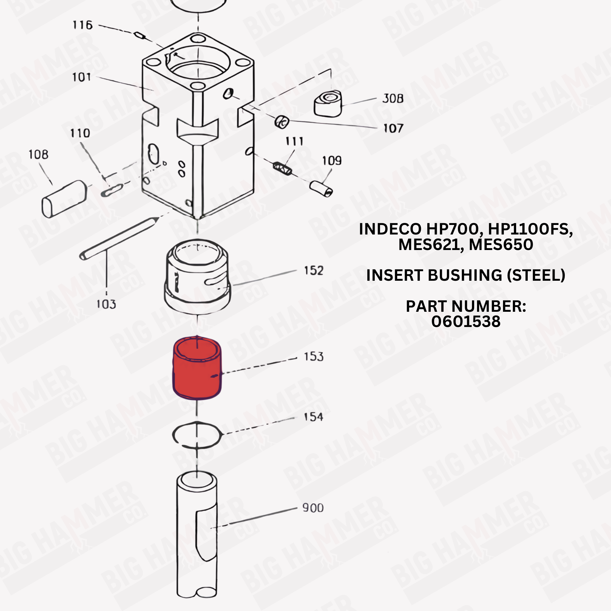 Indeco HP700, HP1100FS, MES621, MES650 Insert Bushing (Steel)