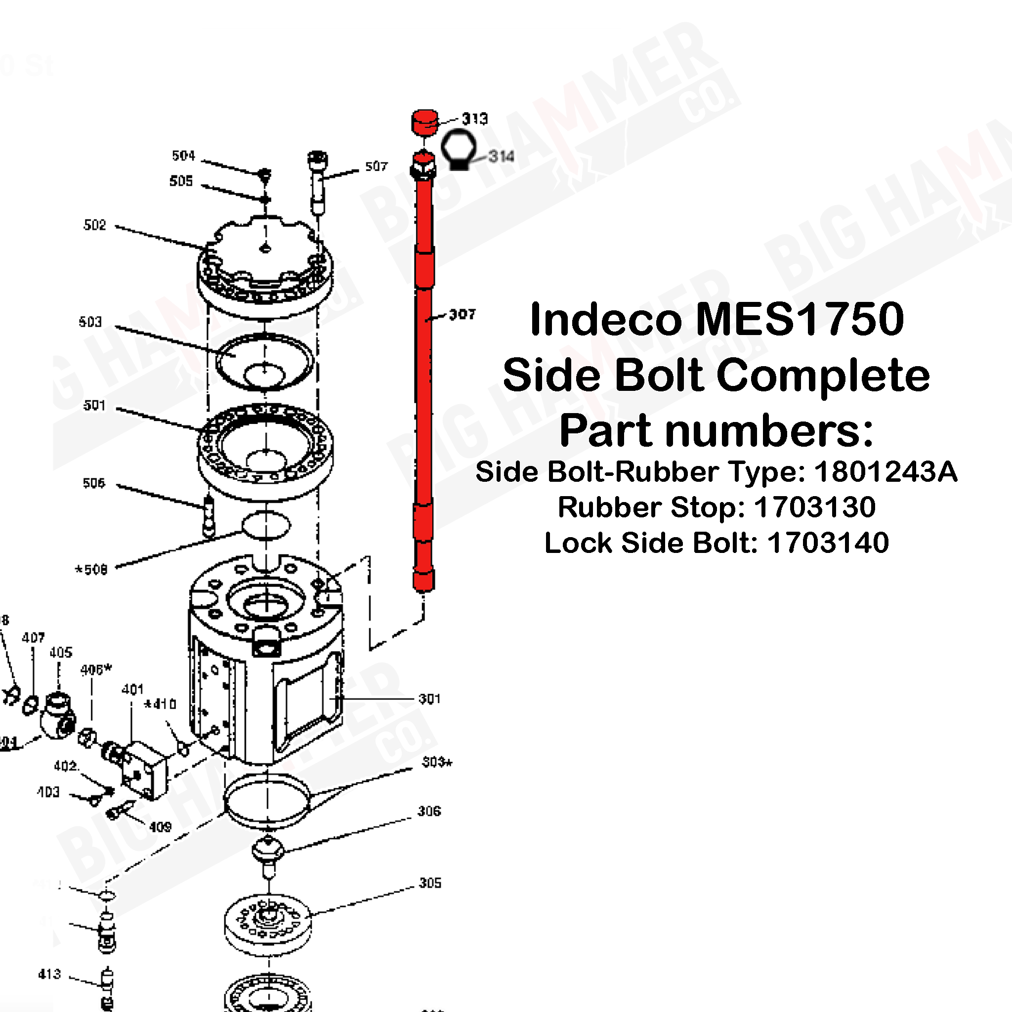 Indeco MES1750 Side Bolt Complete