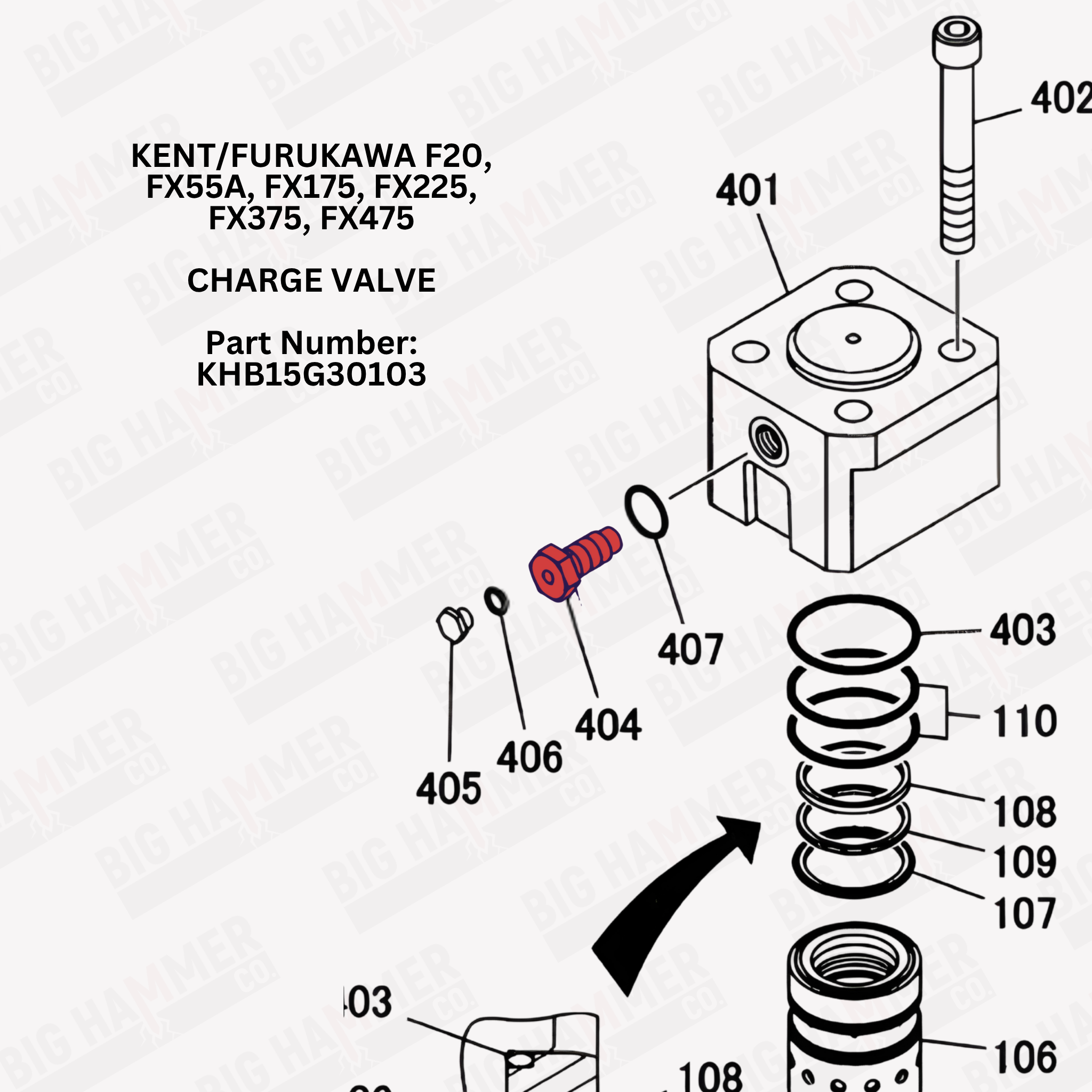 Kent/Furukawa F20, FX55A, FX175, FX225, FX375, FX475 Charge Valve