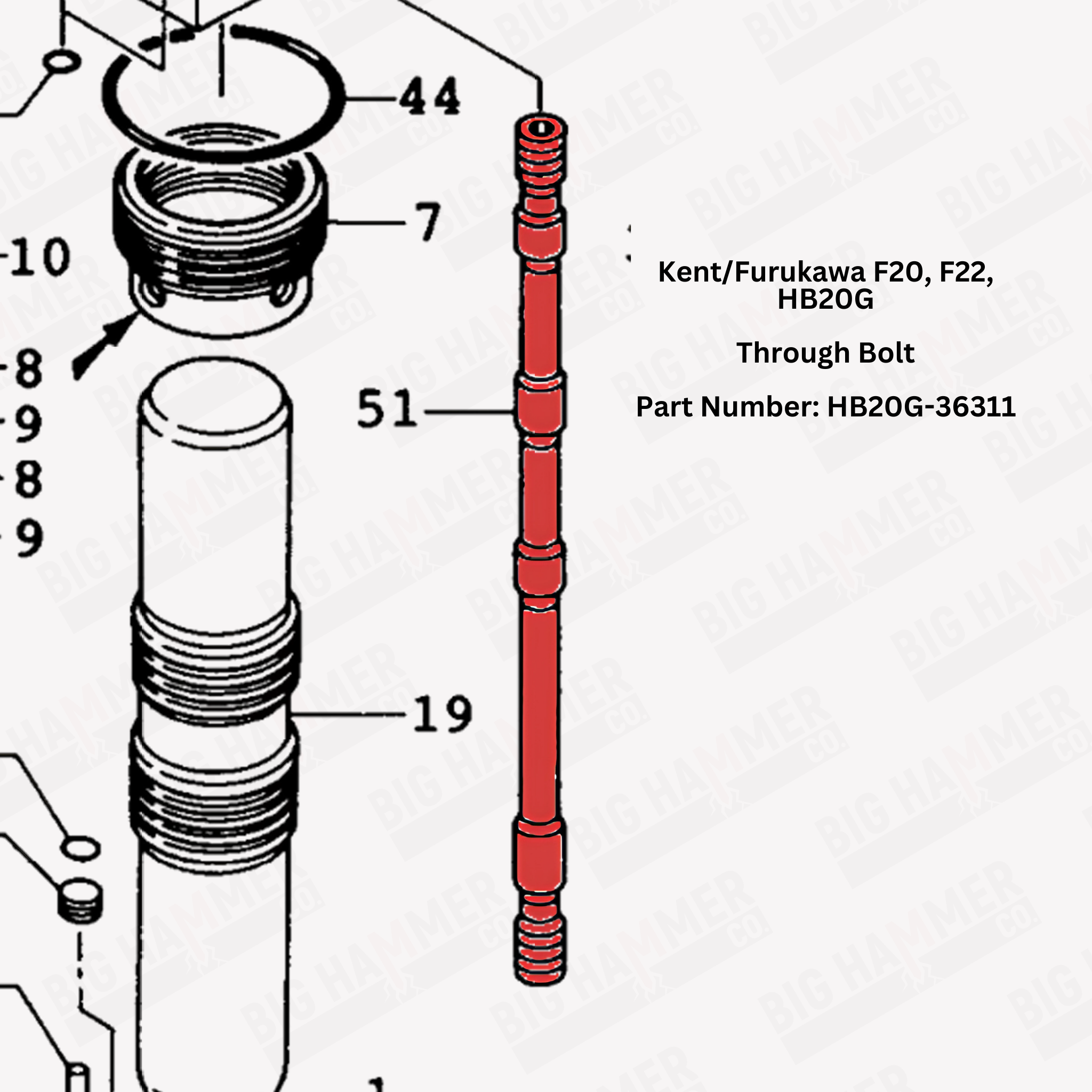 Kent/Furukawa F20, F22, KF22, HB20G Side Bolt Complete