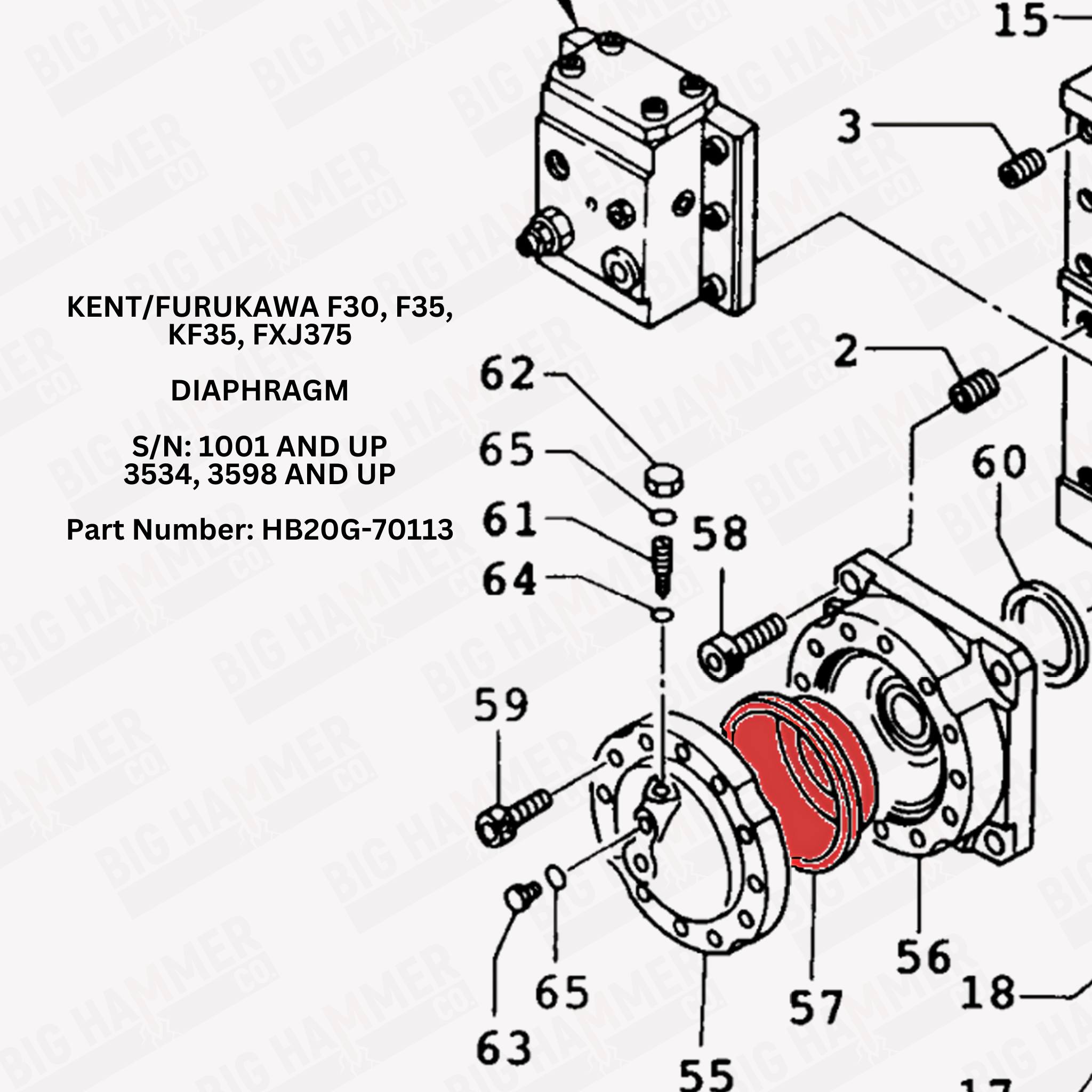 Kent/Furukawa F30, F35, KF35, F37, FXJ375, HB30G Diaphragm