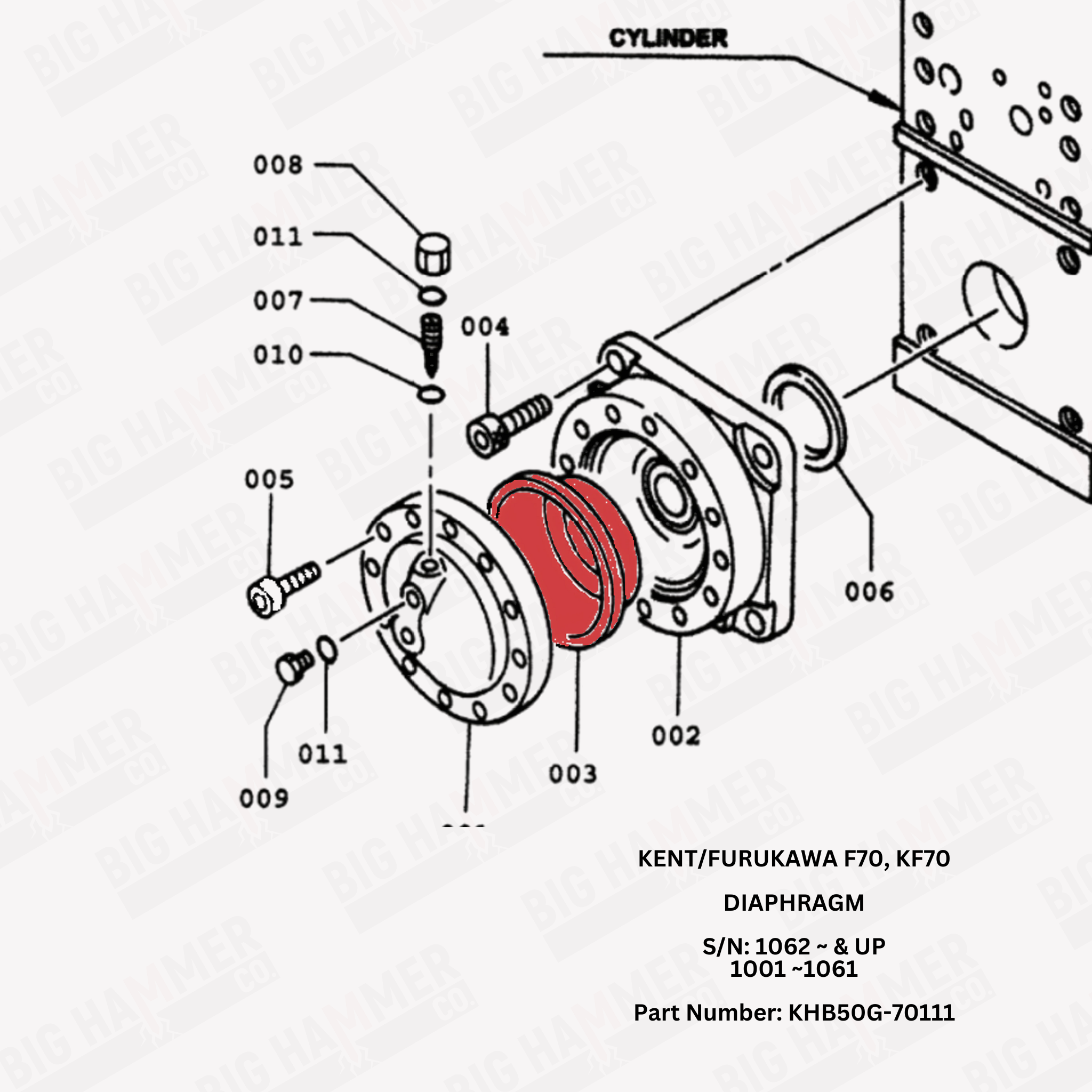Kent/Furukawa HB50G, F50, F70, KF70, FXJ700 Diaphragm