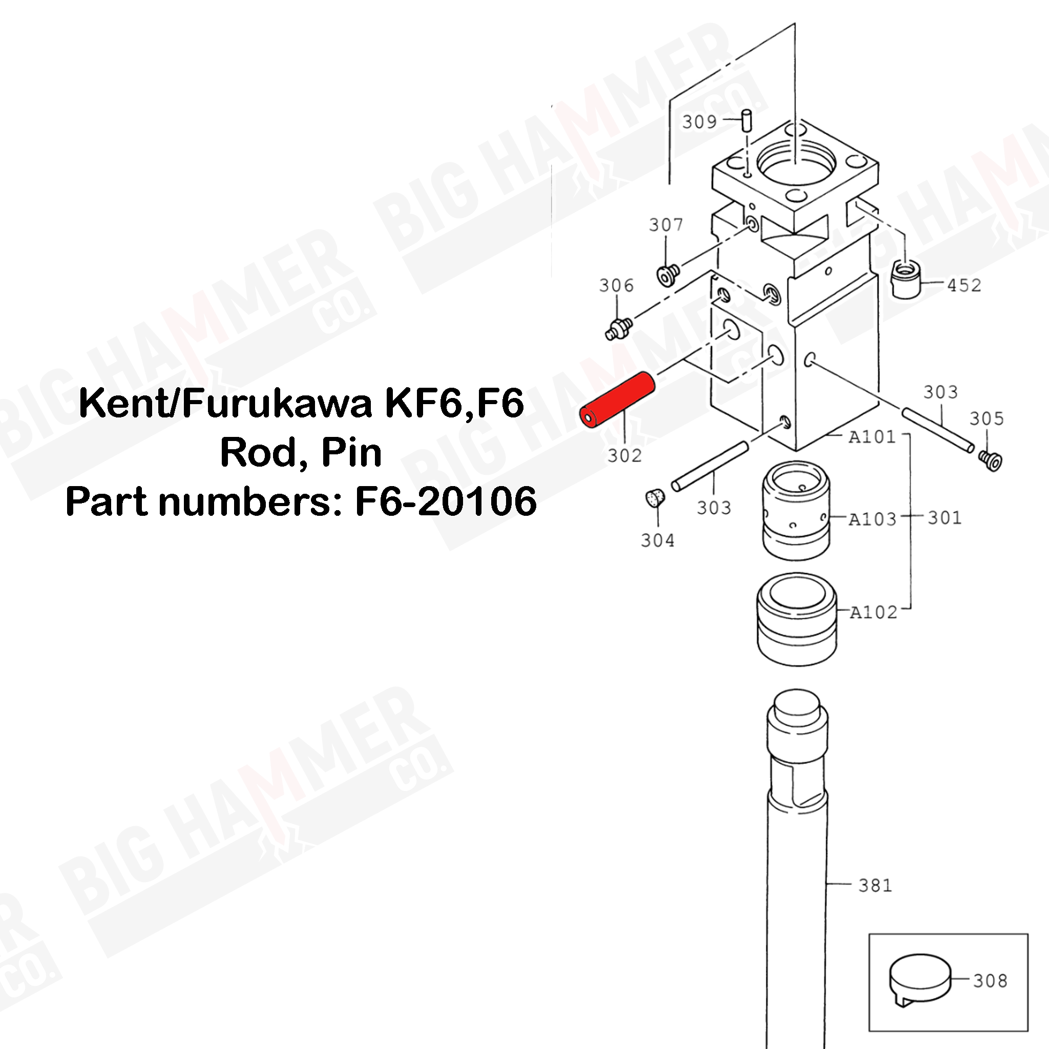 Kent/Furukawa KF6, F6 Rod Retainer Pin