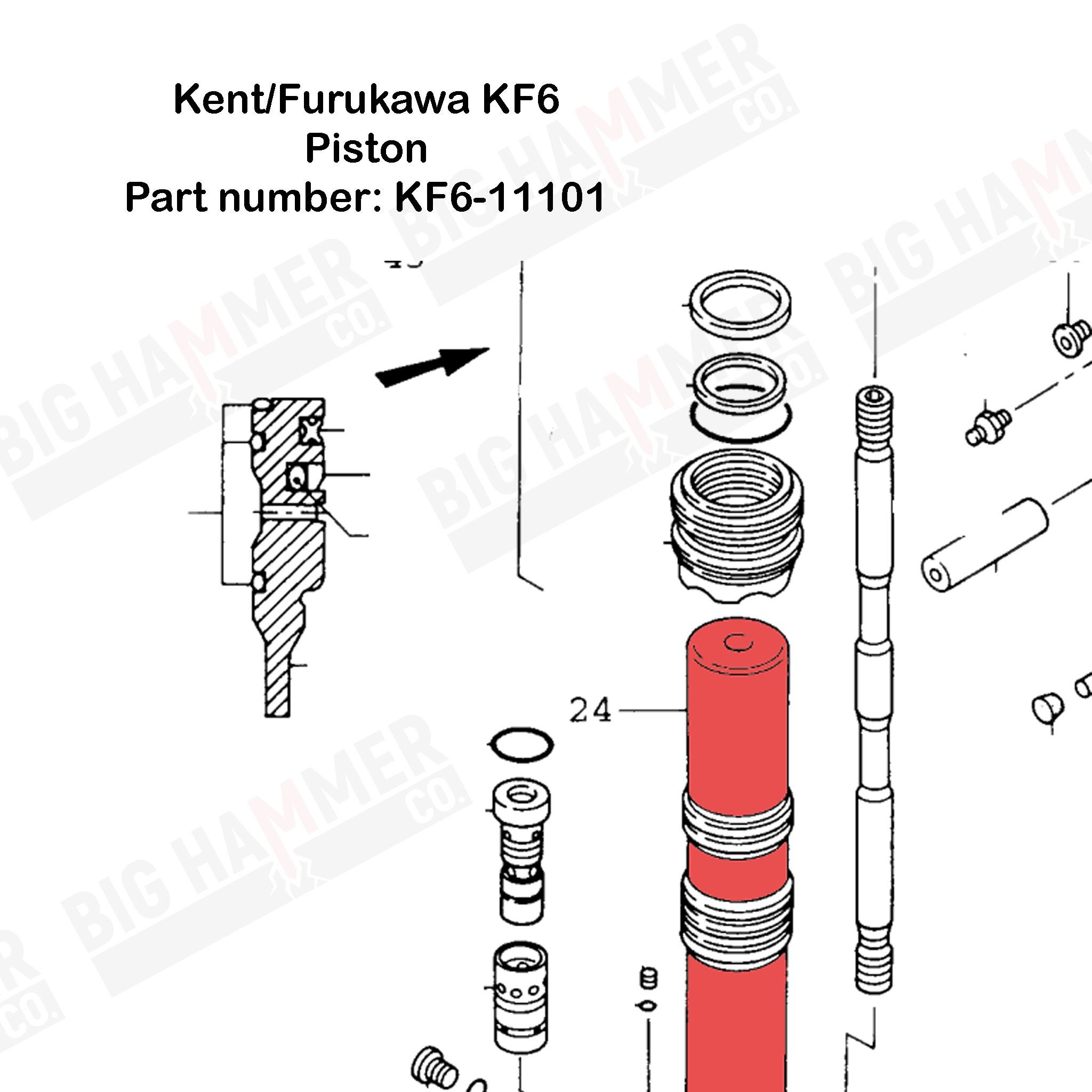 Kent/Furukawa F6, KF6 Piston (PN KF6-11101)