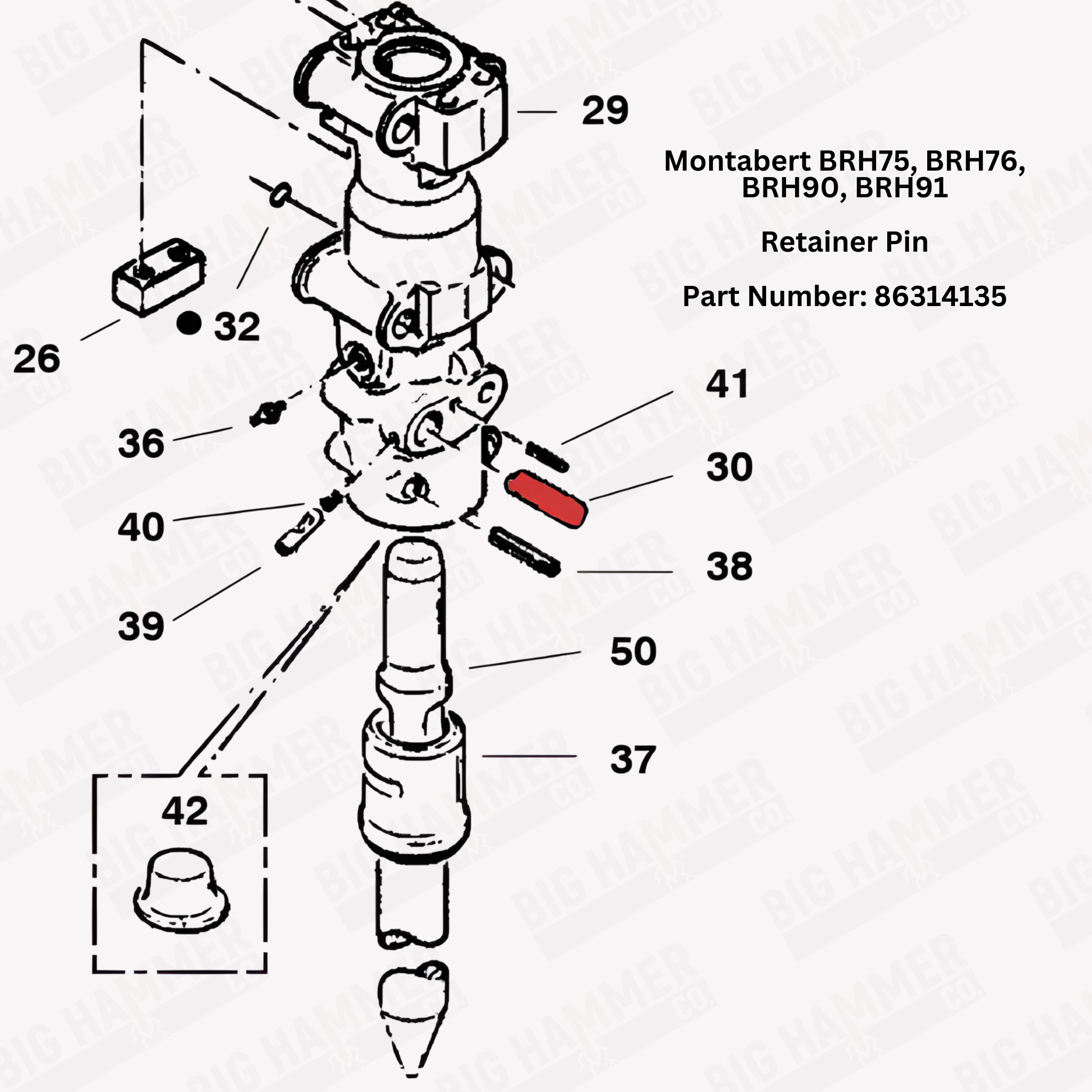 Montabert BRH75, BRH76, BRH90, BRH91 Retaining Pin