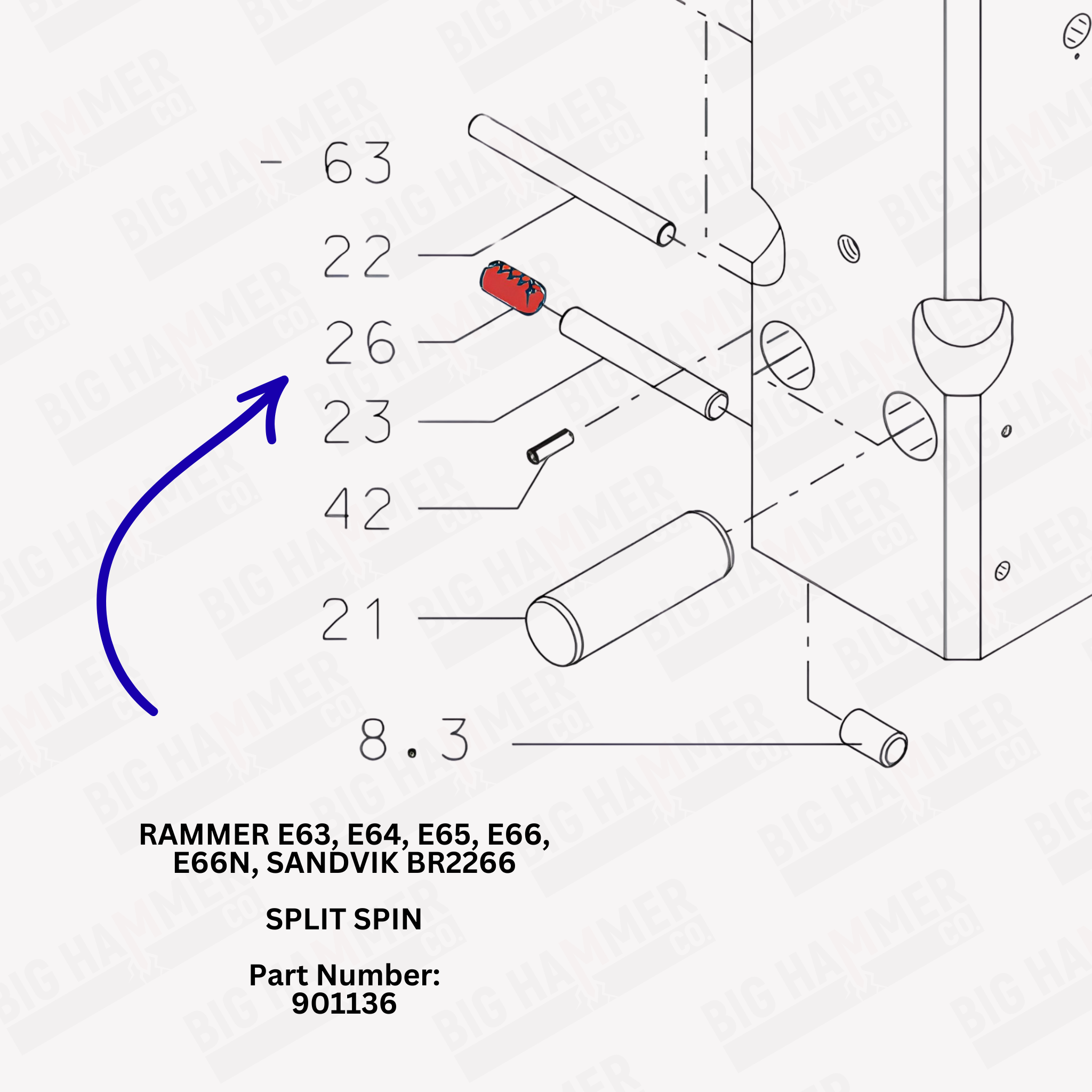 Rammer E63, E64, E65, E66, E66N, Sandvik BR2266 Split Spin