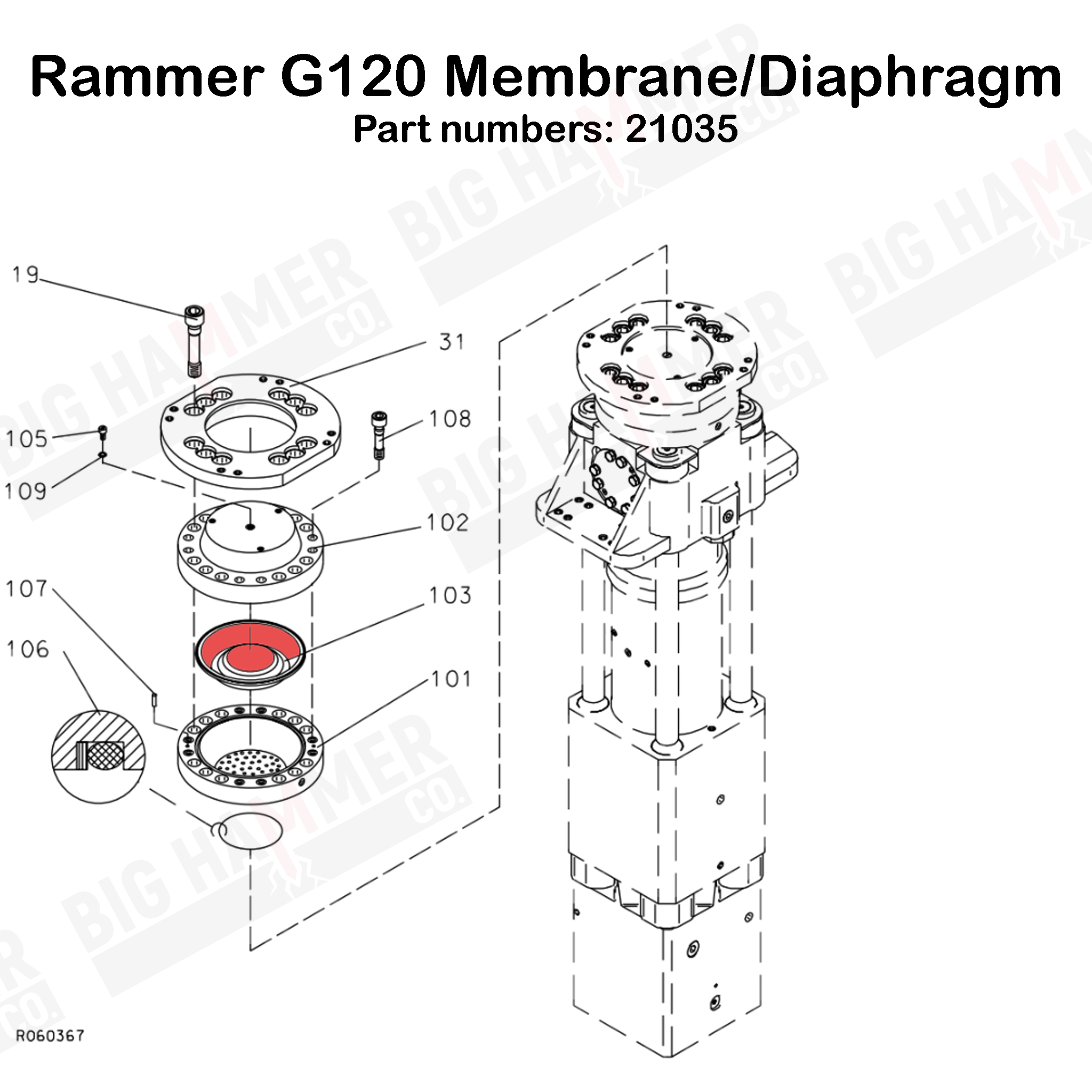 Rammer G120, G130 City, 7013, BR7013 Membrane/Diaphragm