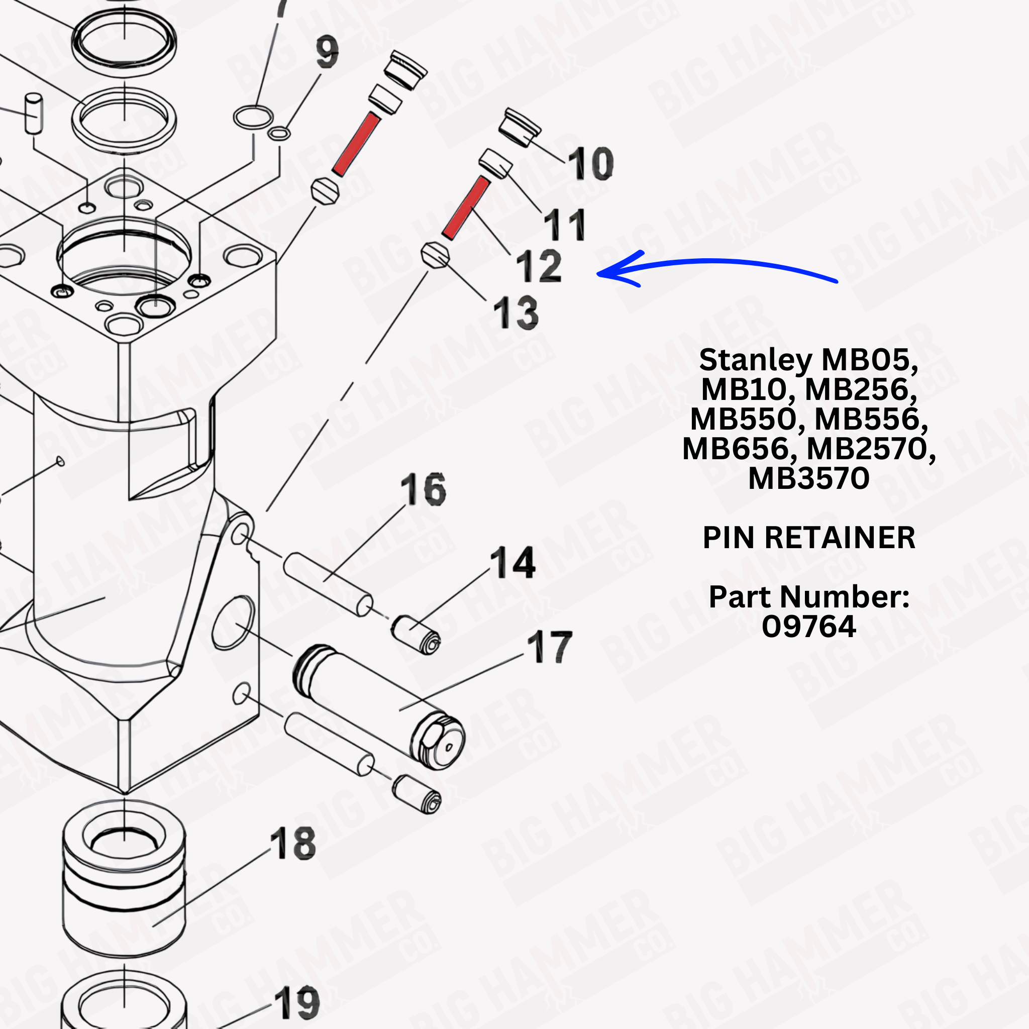 Stanley MB05, MB10, MB256, MB550, MB556, MB656, MB2570, MB3570 Pin Retainer