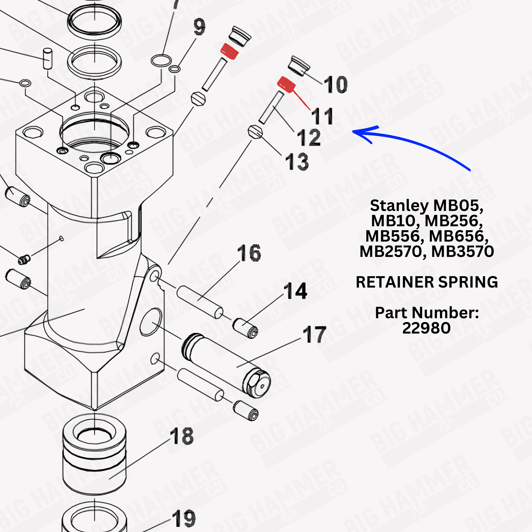 Stanley MB05, MB10, MB256, MB556, MB656, MB2570, MB3570 Retainer Spring