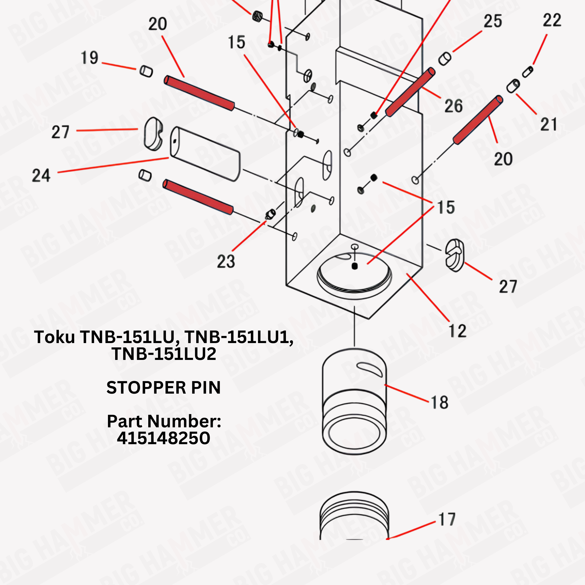 Toku TNB-151LU, TNB-151LU1, TNB-151LU2 Stopper Pin
