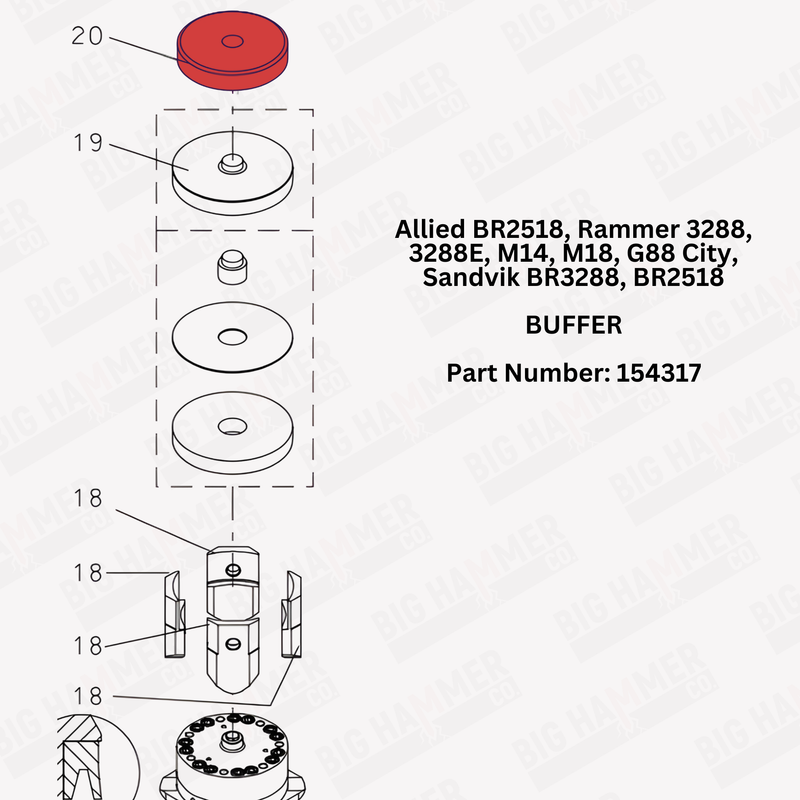 Allied BR2518, Rammer 3288, 3288E, M14, M18, G88 City, Sandvik BR3288, BR2518 Buffer