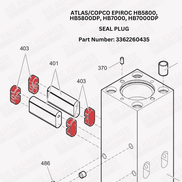 Atlas/Copco Epiroc HB5800, HB5800DP, HB7000, HB7000DP Plug