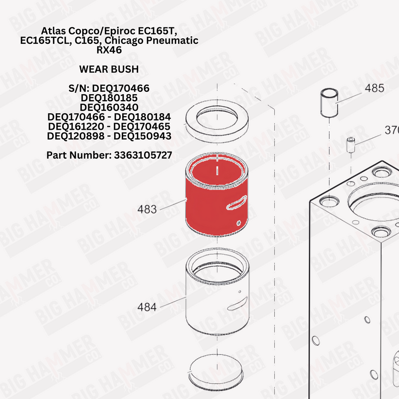 Atlas Copco/Epiroc EC165T, EC165TCL, C165, Chicago Pneumatic RX46 Upper Bushing