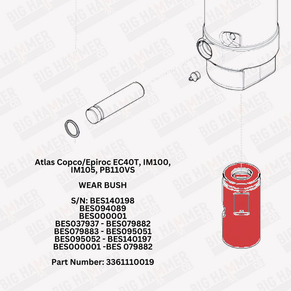 Atlas Copco/Epiroc EC40T, IM100, IM105, PB110, PB110VS Lower Bushing
