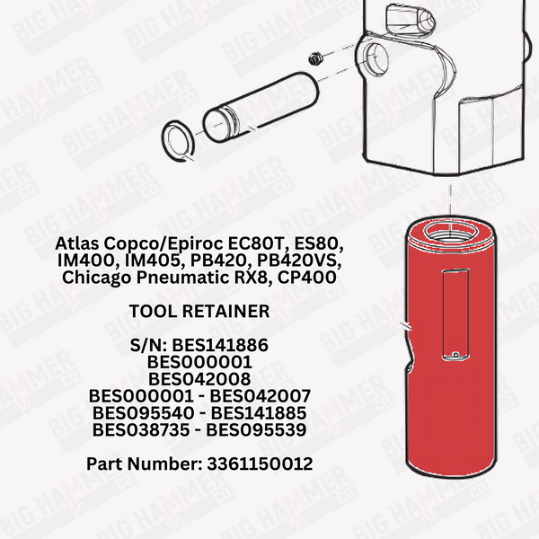 Atlas Copco/Epiroc EC80T, ES80, IM400, IM405, PB420, PB420VS,  Chicago Pneumatic RX8, CP400 Lower Bushing