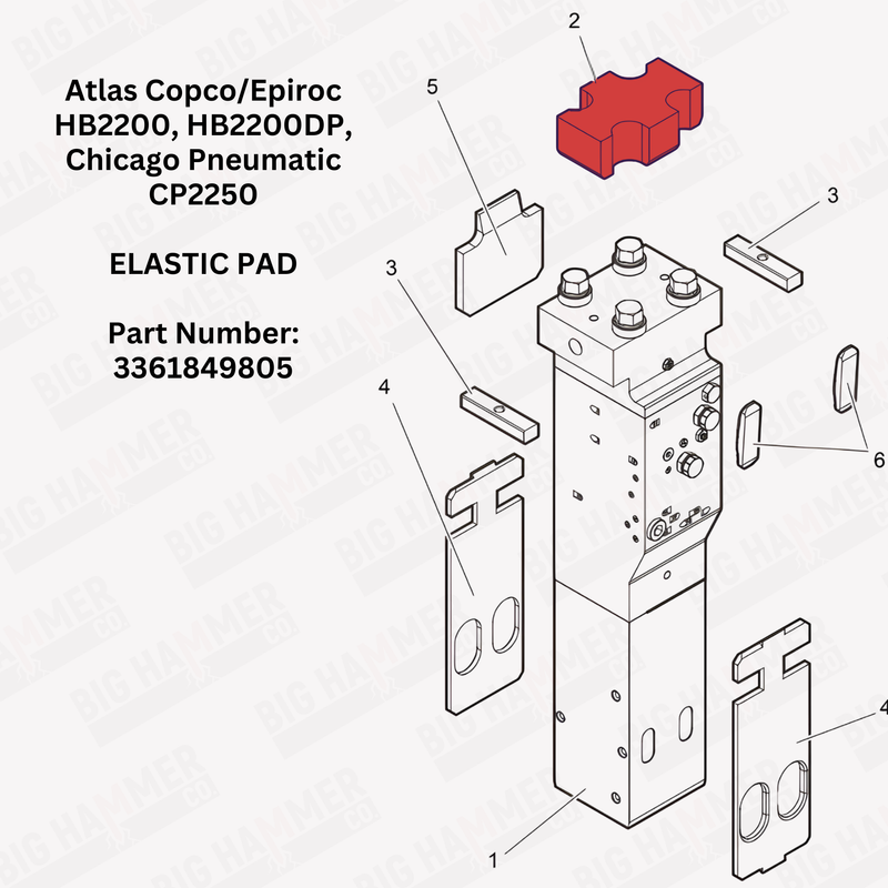 Atlas Copco/Epiroc HB2200, HB2200DP, Chicago Pneumatic CP2250 Elastic Pad