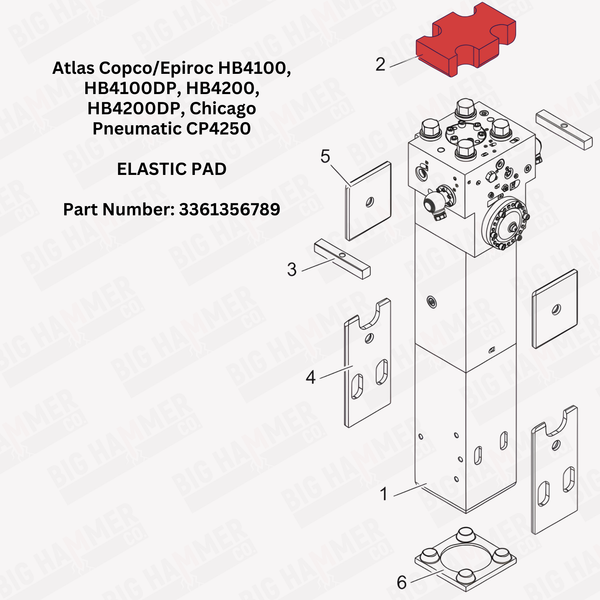 Atlas Copco/Epiroc HB4100, HB4100DP, HB4200, HB4200DP, Chicago Pneumatic CP4250 Elastic Pad