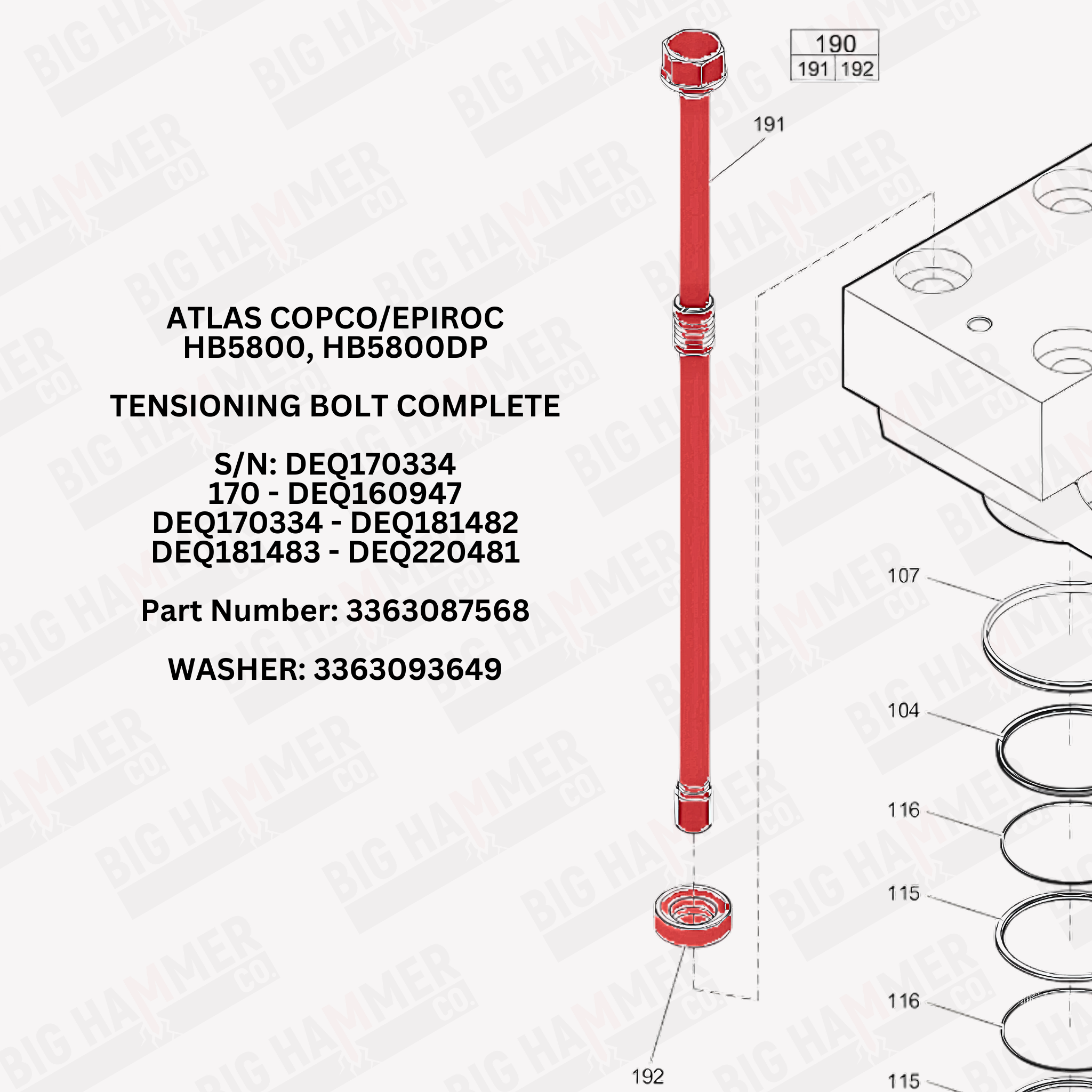 Atlas Copco/Epiroc HB5800, HB5800DP Side Bolt Complete