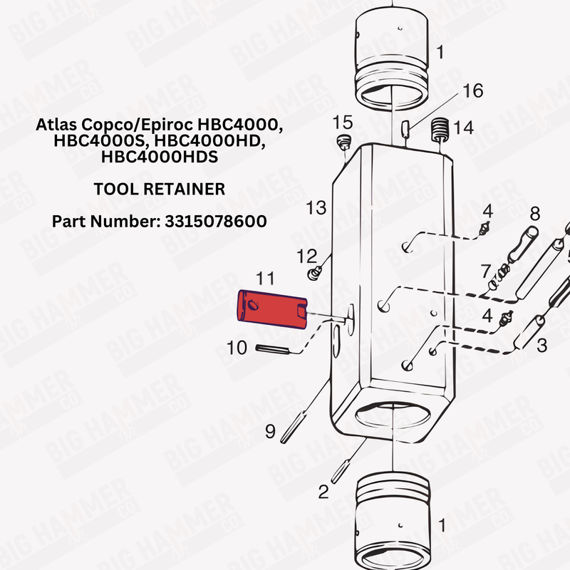 Atlas Copco/Epiroc HBC4000, HBC4000S, HBC4000HD, HBC4000HDS Tool Retainer