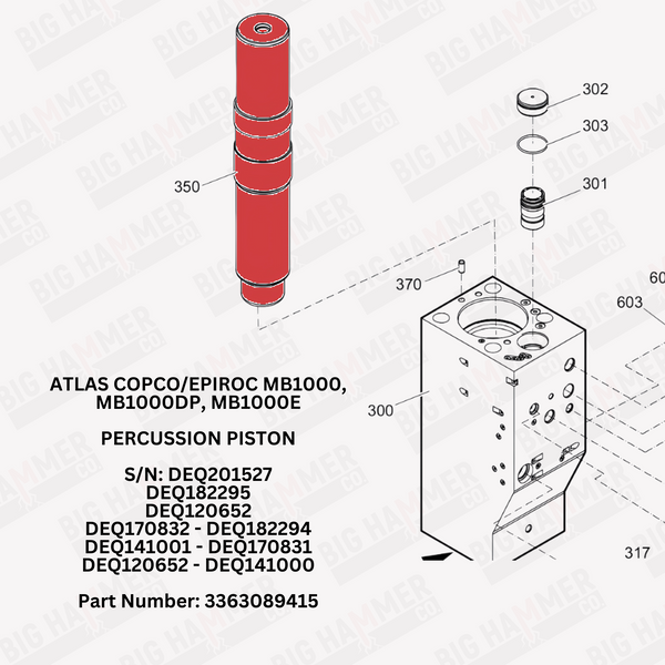 Atlas Copco/Epiroc MB1000, MB1000DP, MB1000E Piston