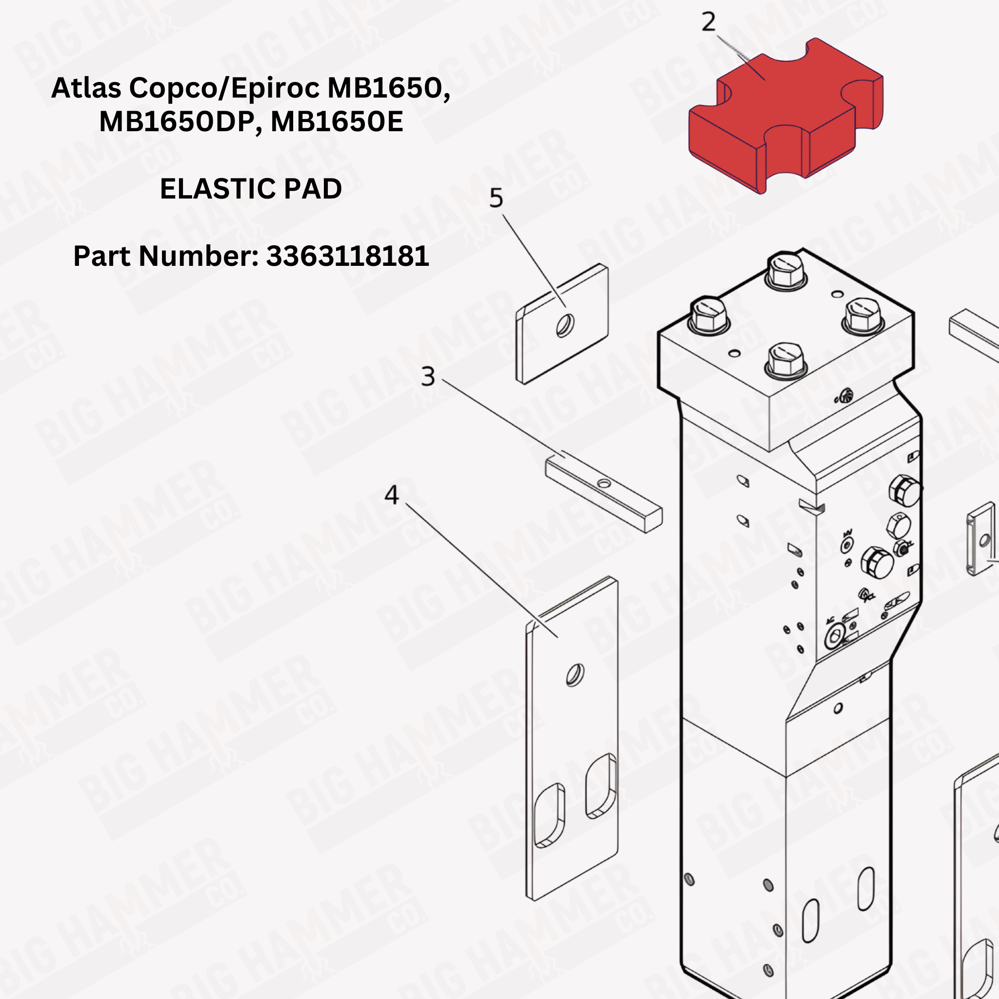 Atlas Copco/Epiroc MB1650, MB1650DP, MB1650E Elastic Pad