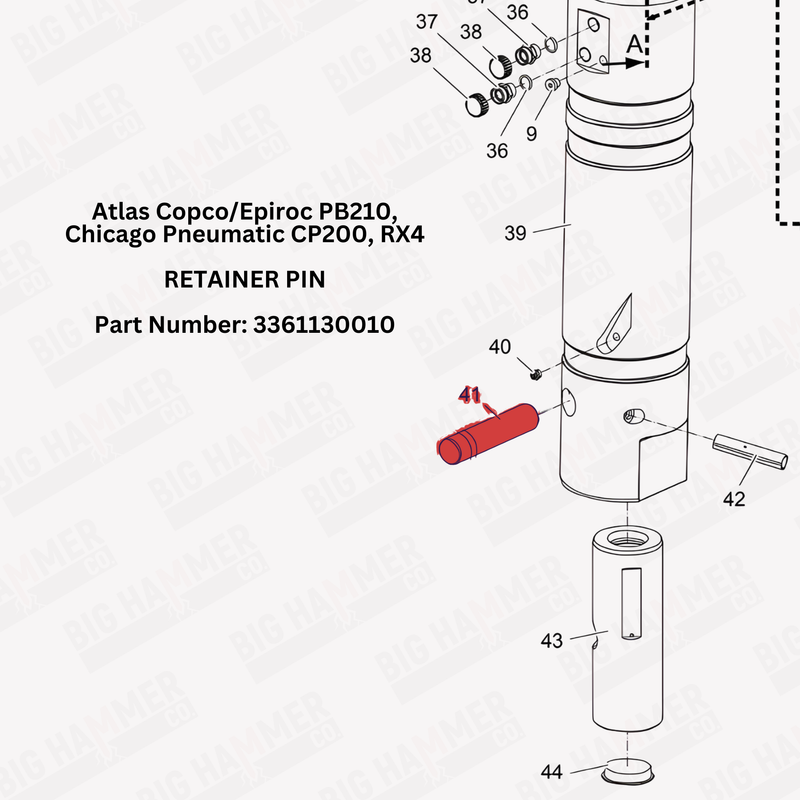 Atlas Copco/Epiroc PB210, Chicago Pneumatic CP200, RX4 Retainer Pin