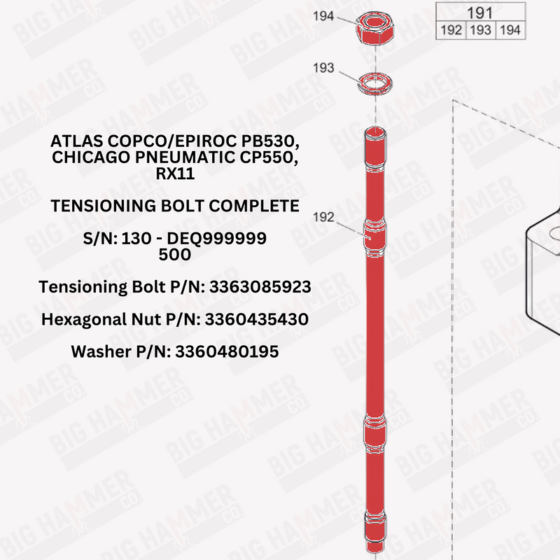 Atlas Copco/Epiroc PB530, Chicago Pneumatic CP550, RX11 Side Bolt Complete