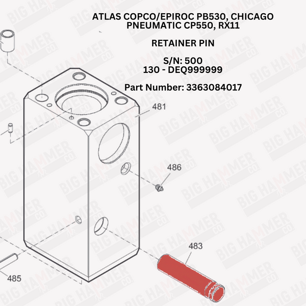Atlas Copco/Epiroc PB530, Chicago Pneumatic CP550, RX11 Tool Retainer