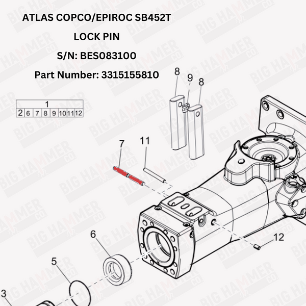 Atlas Copco/Epiroc SB452T Lock Pin