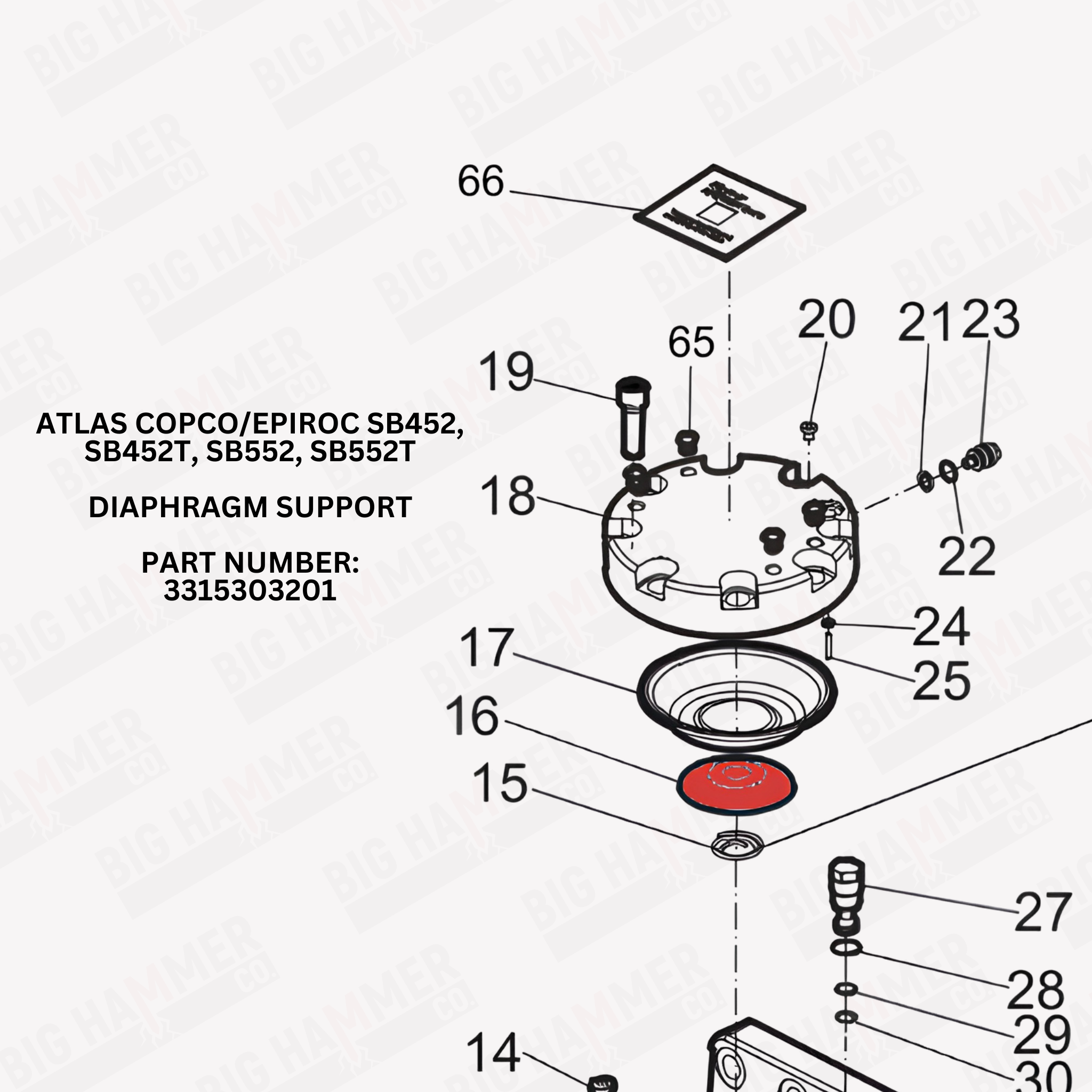 Atlas Copco/Epiroc SB452, SB452T, SB552, SB552T Diaphragm Support