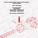 Atlas Copco/Epiroc SB52, Krupp KRP52U, Kubota KM55 Tool Retainer