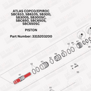 Atlas Copco/Epiroc SBC610, SB610S, SB300, SB300S, SB300SC, SBC650, SBC650S, SBC650SC Piston