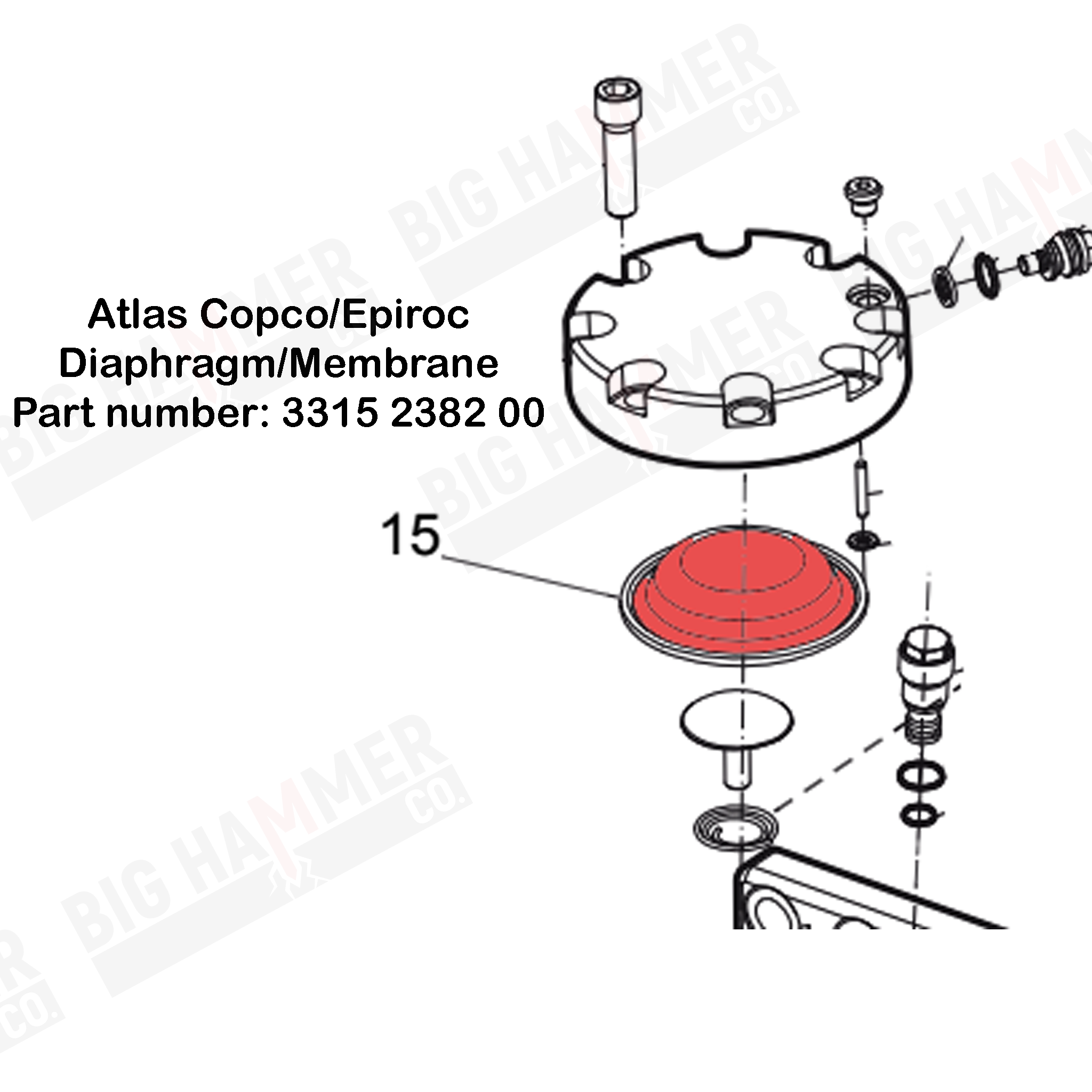 Atlas Copco/Epiroc SB102, SB100, SB150, SBC255-II, SBC255-IIS Diaphragm