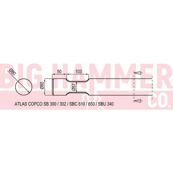 Atlas Copco/Epiroc SB300, SB302, SBC610, SBC650, SBU340 points and chisels