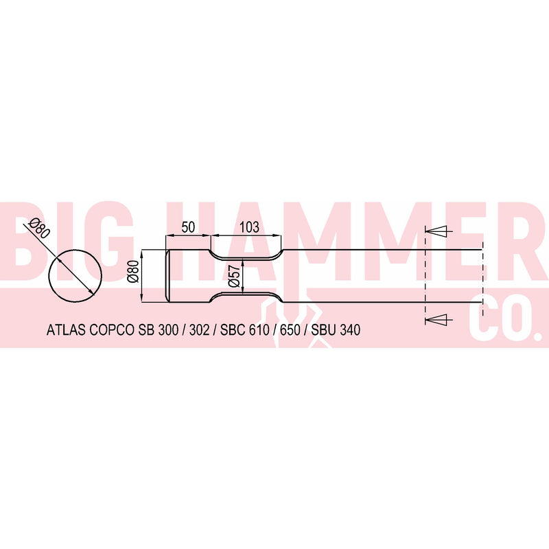 Atlas Copco/Epiroc SB300, SB302, SBC610, SBC650, SBU340 points and chisels