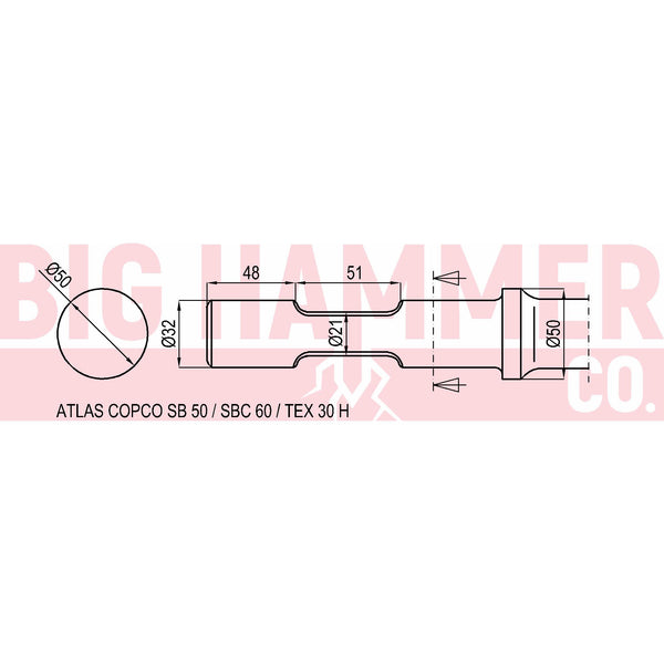 Atlas Copco/Epiroc SB50, SBC60 , TEX30H Points and Chisels